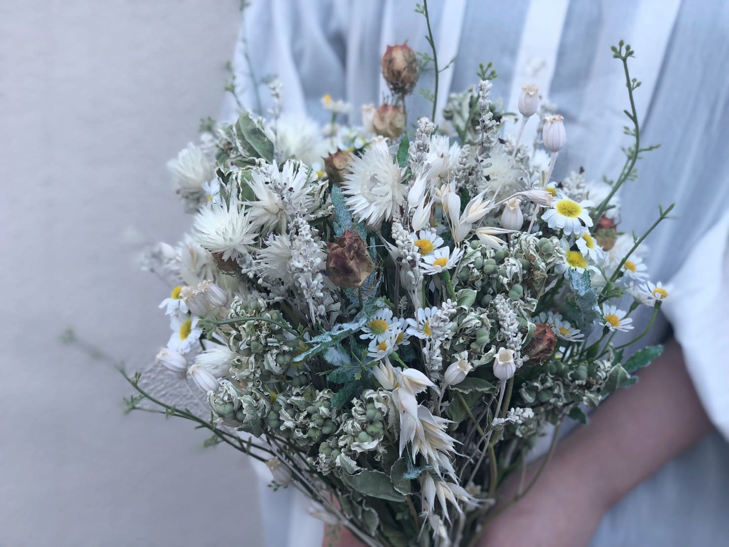 Dry Bouquet ドライフラワー 造花 ブーケ ハツユキソウ ニゲラ マトリカリア Iichi ハンドメイド クラフト作品 手仕事品の通販