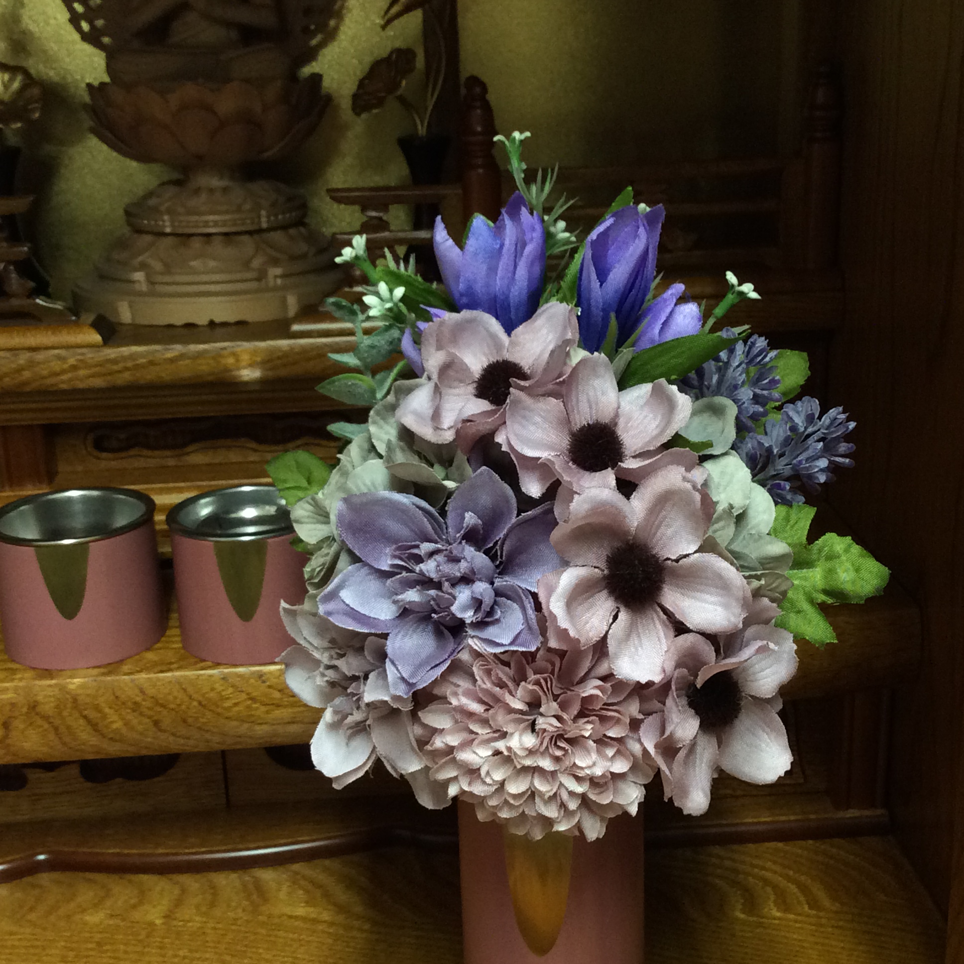 仏花 真珠の涙 篭 仏花 造花 お供え お盆 お彼岸 敬老の日 Iichi ハンドメイド クラフト作品 手仕事品の通販