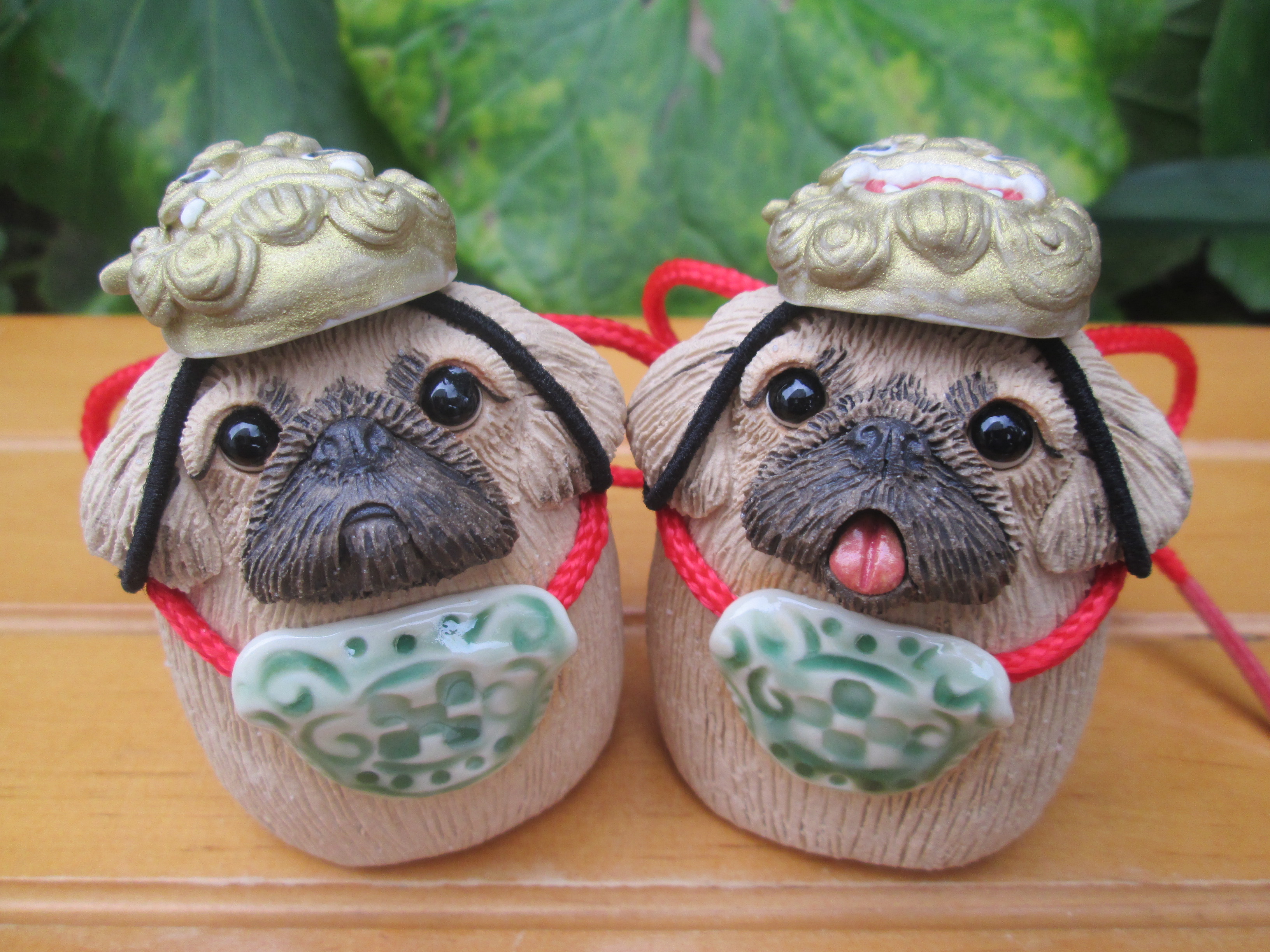 阿吽面シーサー ペキニーズ お面は取り外し可能です Iichi ハンドメイド クラフト作品 手仕事品の通販