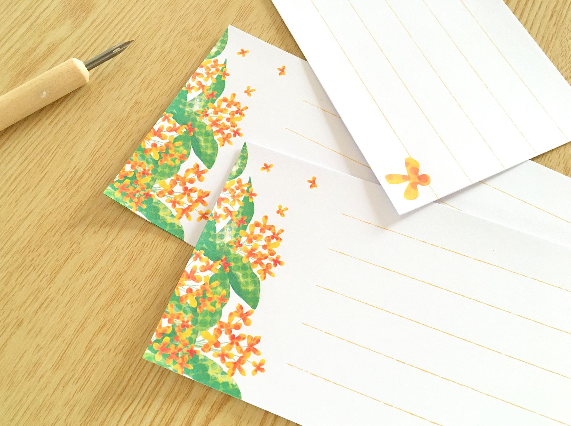 金木犀の一筆箋 縦書き 枚入 ギフトの添え状やお礼状に 便箋 手紙 花 キンモクセイ 秋 レトロ Iichi ハンドメイド クラフト作品 手仕事品の通販
