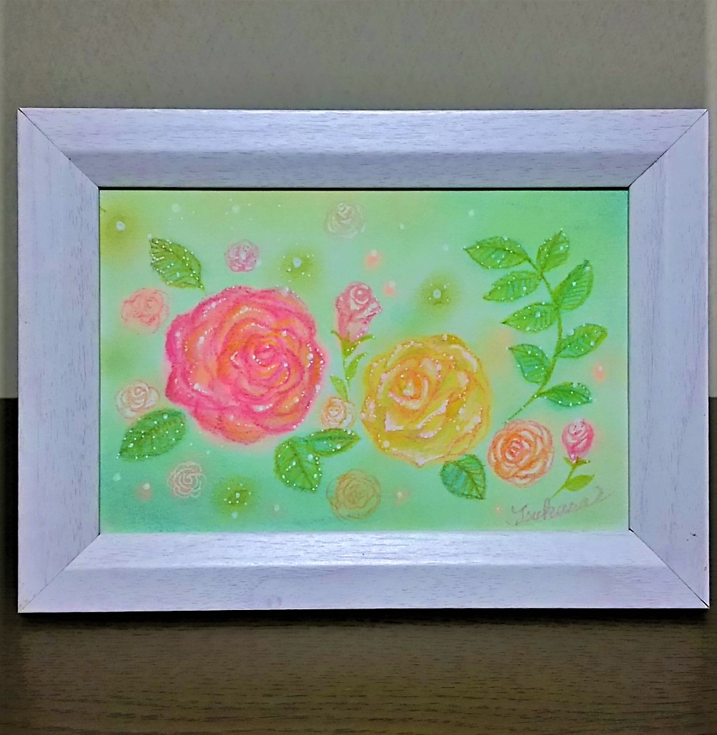 逸品】 花束 ハンドメイドパステル画 絵画アート原画 sushitai.com.mx