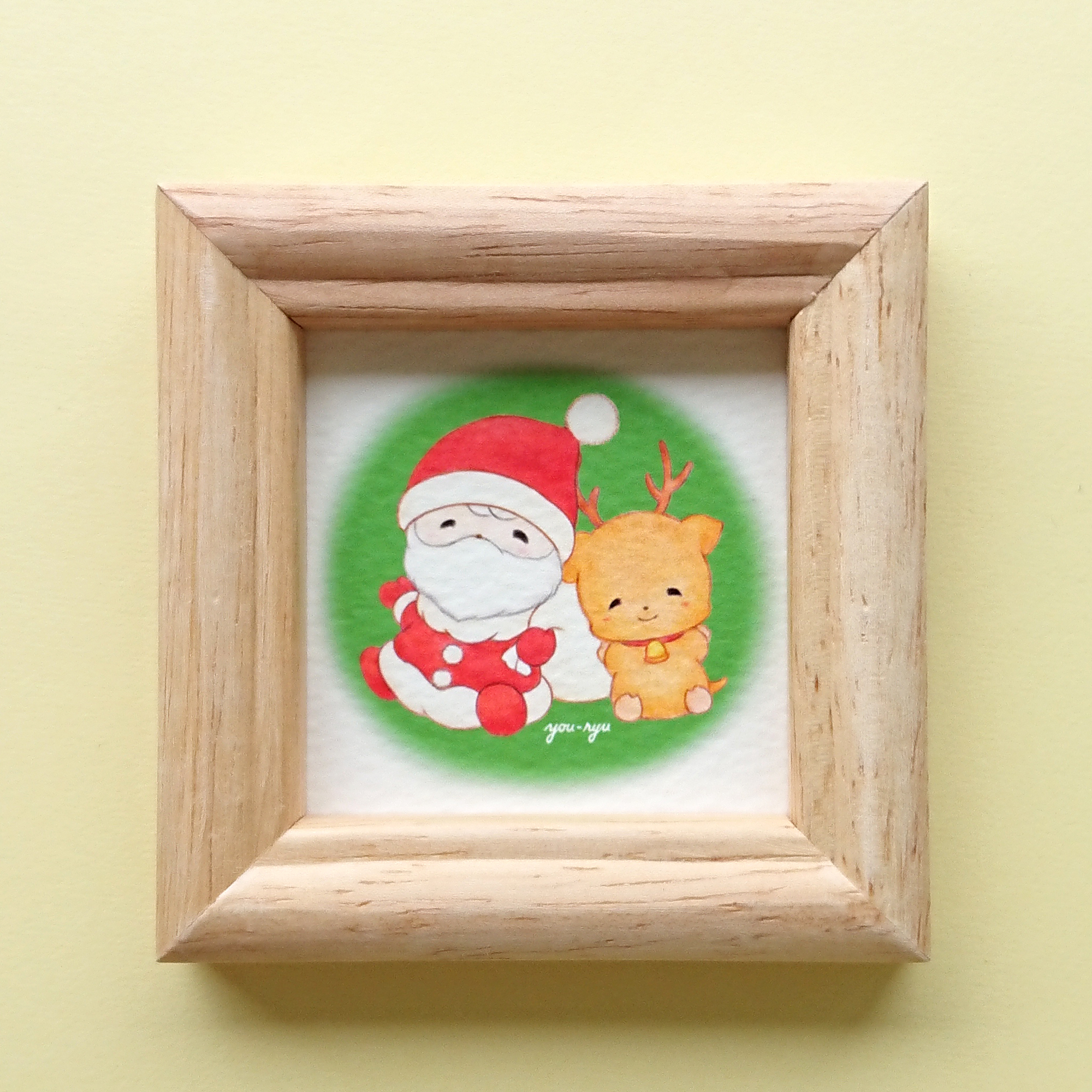 額付ミニイラスト サンタちゃんとトナカイちゃん Iichi ハンドメイド クラフト作品 手仕事品の通販