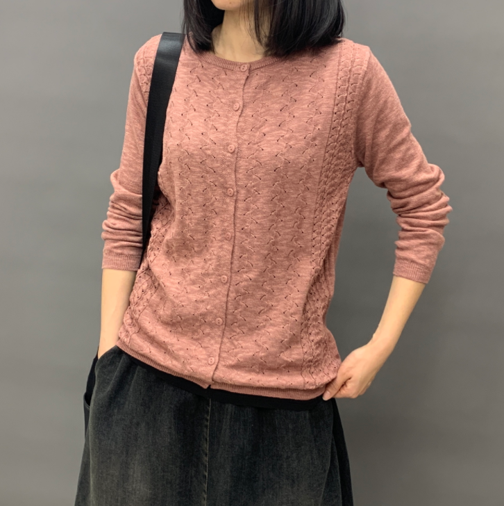 秋冬 ニットカーディガン 薄手長袖セーターニットジャケット レディース トップス コットン シャツ ゆっだり 通学 通勤 Iichi ハンドメイド クラフト作品 手仕事品の通販