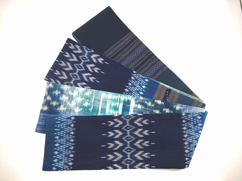パッチワーク半幅帯 紺青系タイシルクとコットン ｈａｎ1591 Iichi ハンドメイド クラフト作品 手仕事品の通販