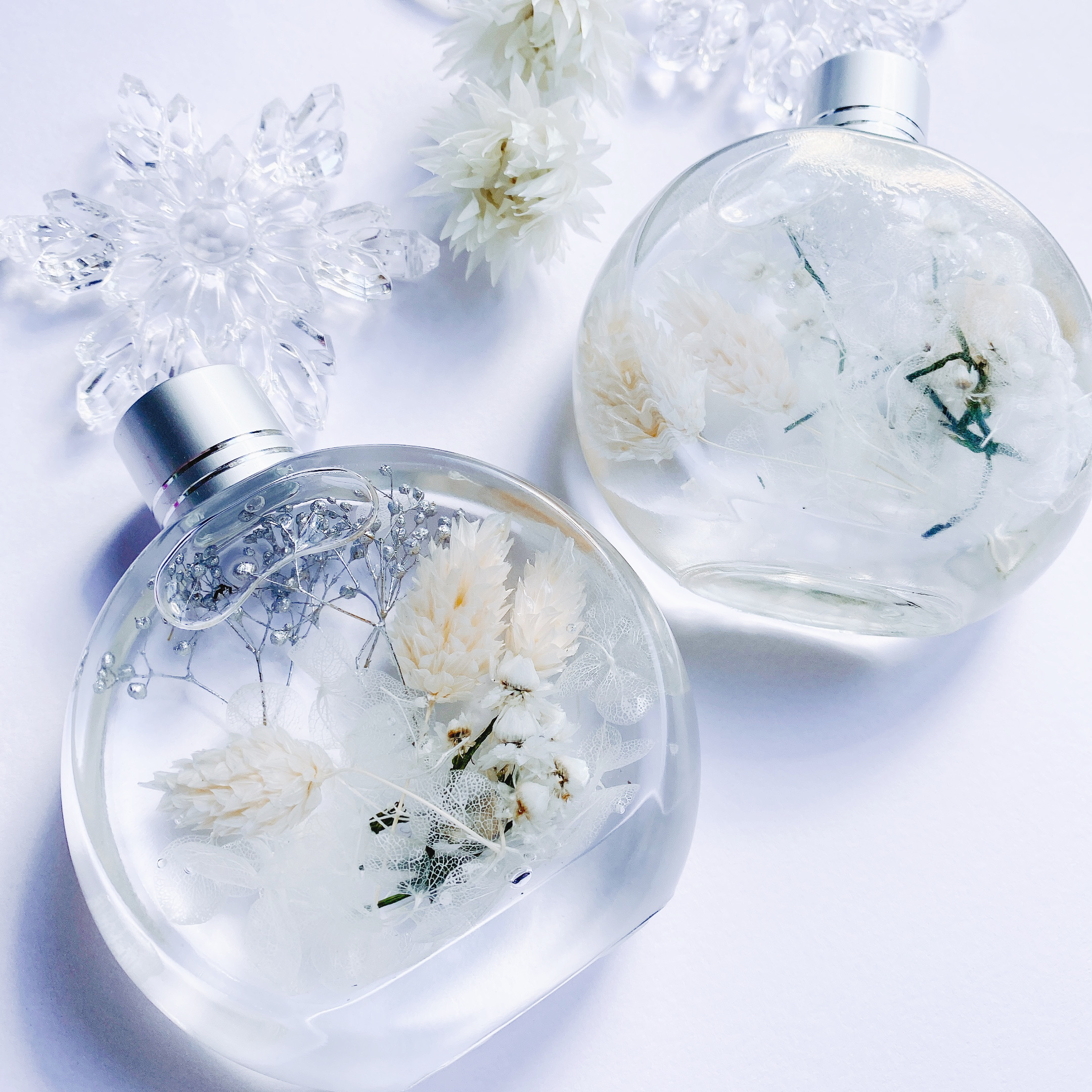 ２本セット】雪のハーバリウム snow | iichi ハンドメイド・クラフト 