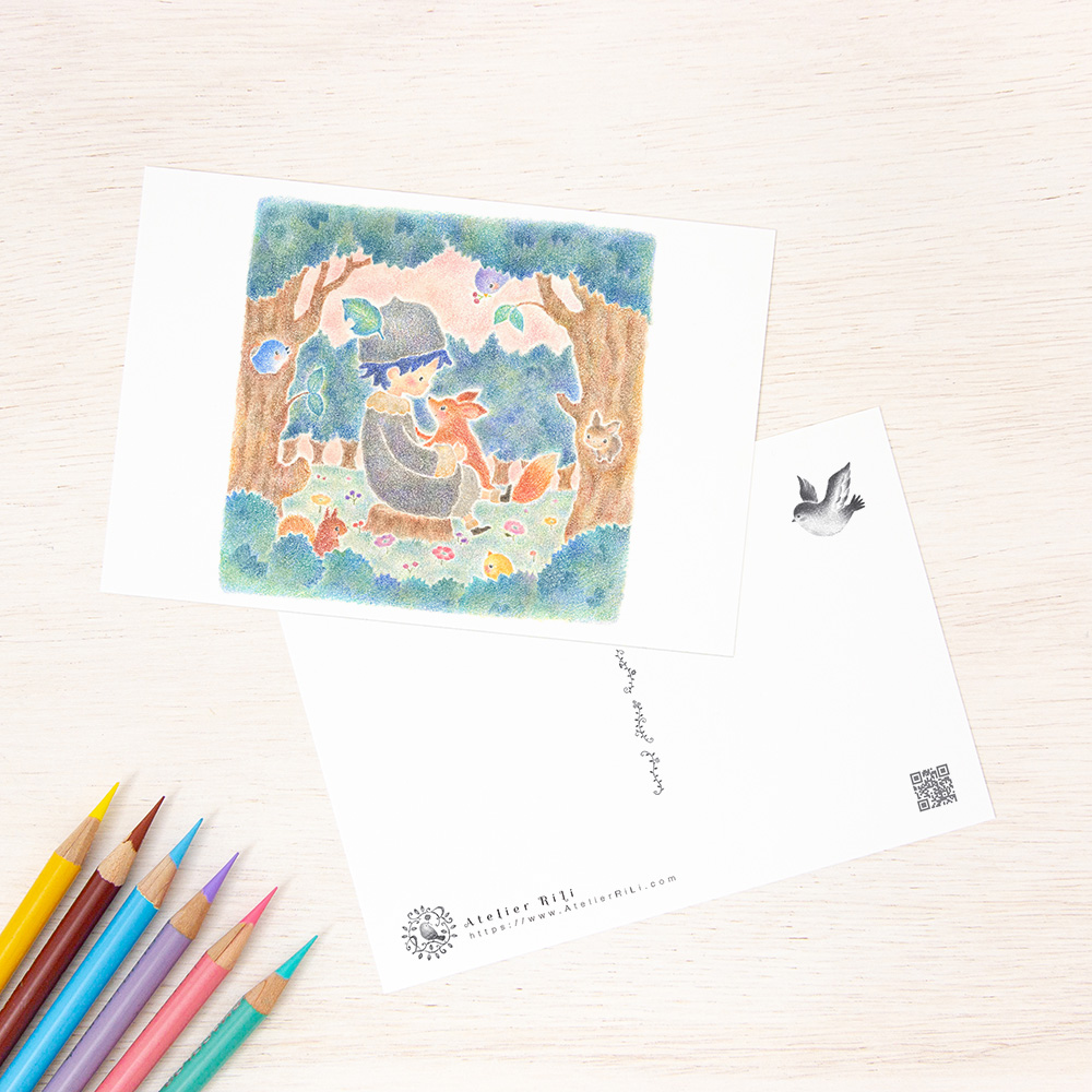 5枚セット 絵本のような ポストカード 仲良しのきつねと男の子 Pc 1191 Iichi ハンドメイド クラフト作品 手仕事品の通販