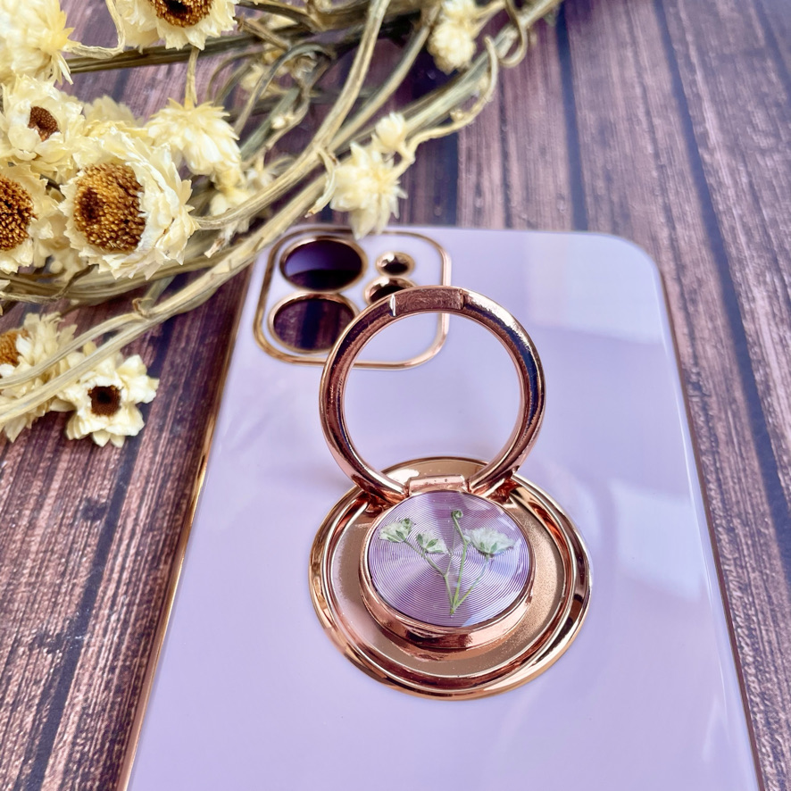 New カスミソウデザイン Iphoneケース スマホケース リング付き 押し花 パープル 紫 かすみ草 スマートフォン Iichi ハンドメイド クラフト作品 手仕事品の通販