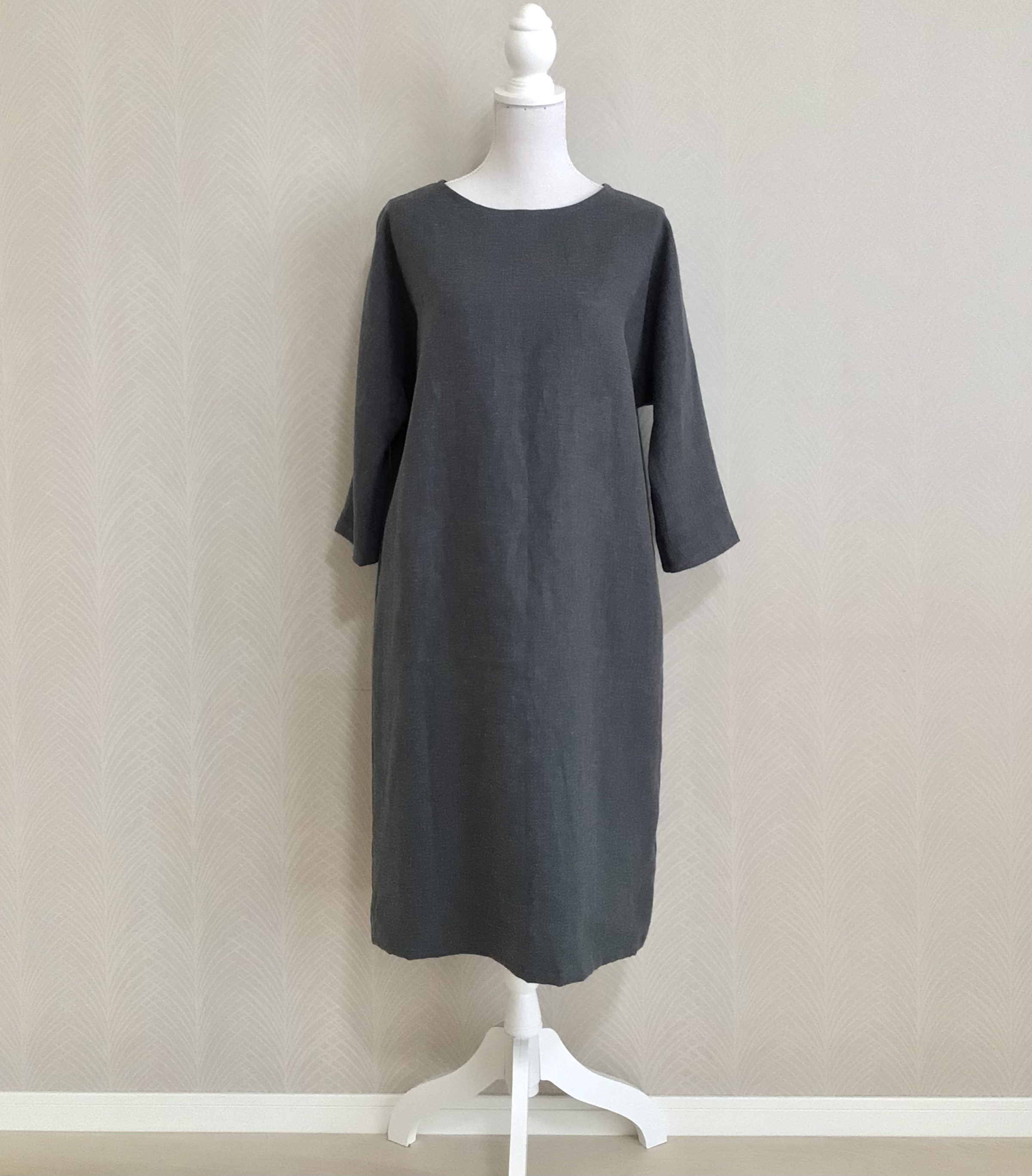起毛リネンワンピース 冬素材 リネン100 グレー Iichi ハンドメイド クラフト作品 手仕事品の通販