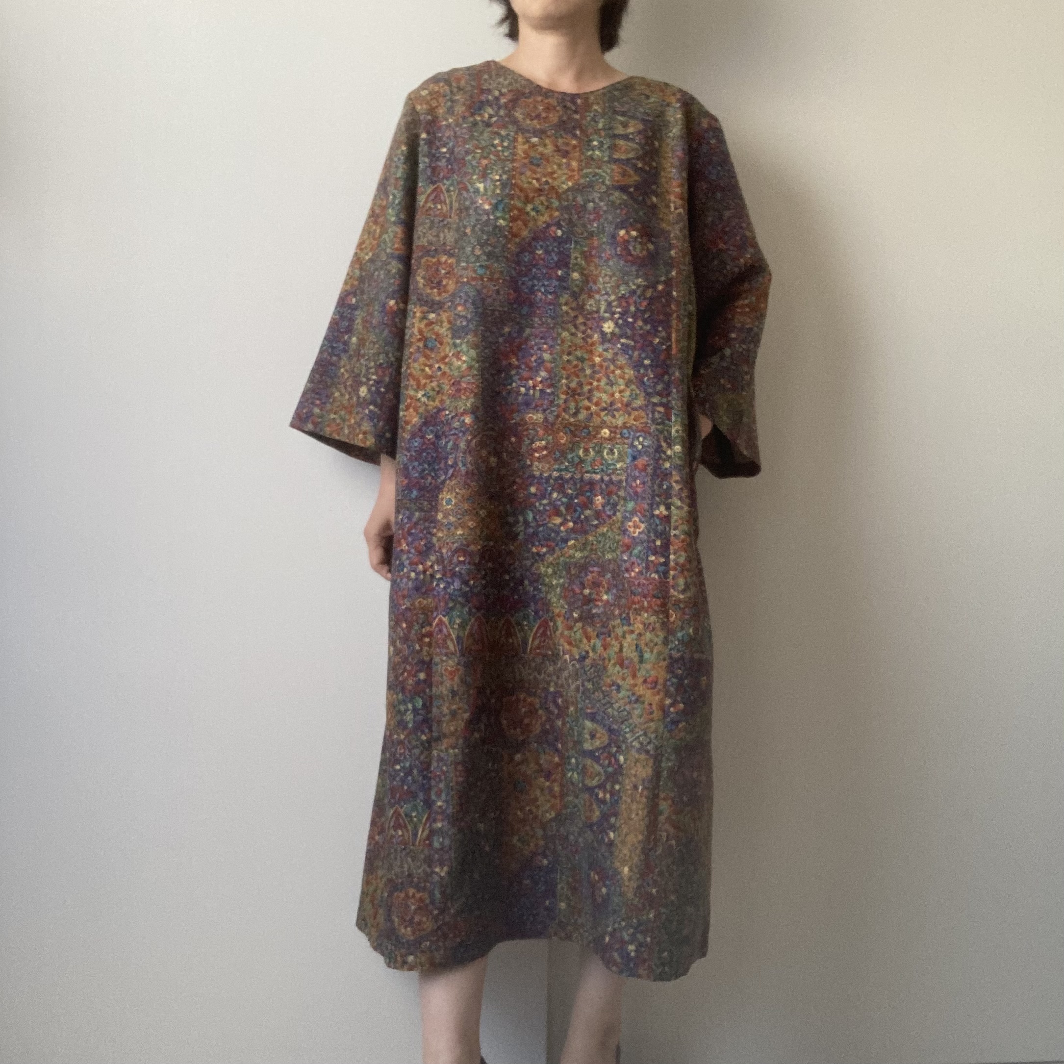 着物リメイクワンピース ディープカラーの更紗 Iichi ハンドメイド クラフト作品 手仕事品の通販