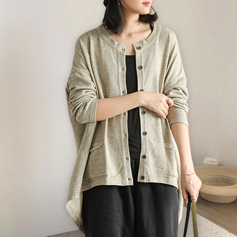 ライトグレー カーディガン レディース 春 秋冬 長袖 厚手 アウター 羽織り オフィス ゆったり おしゃれ 大人 Iichi ハンドメイド クラフト作品 手仕事品の通販