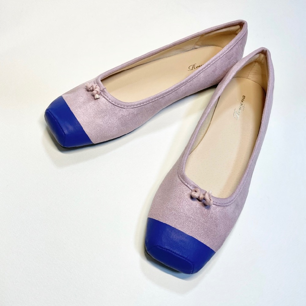 ミニリボンが可愛いバイカラーバレエシューズ ダスティピンク マットネイビー 22 0cm 26 0cm セミオーダー可 Iichi ハンドメイド クラフト作品 手仕事品の通販