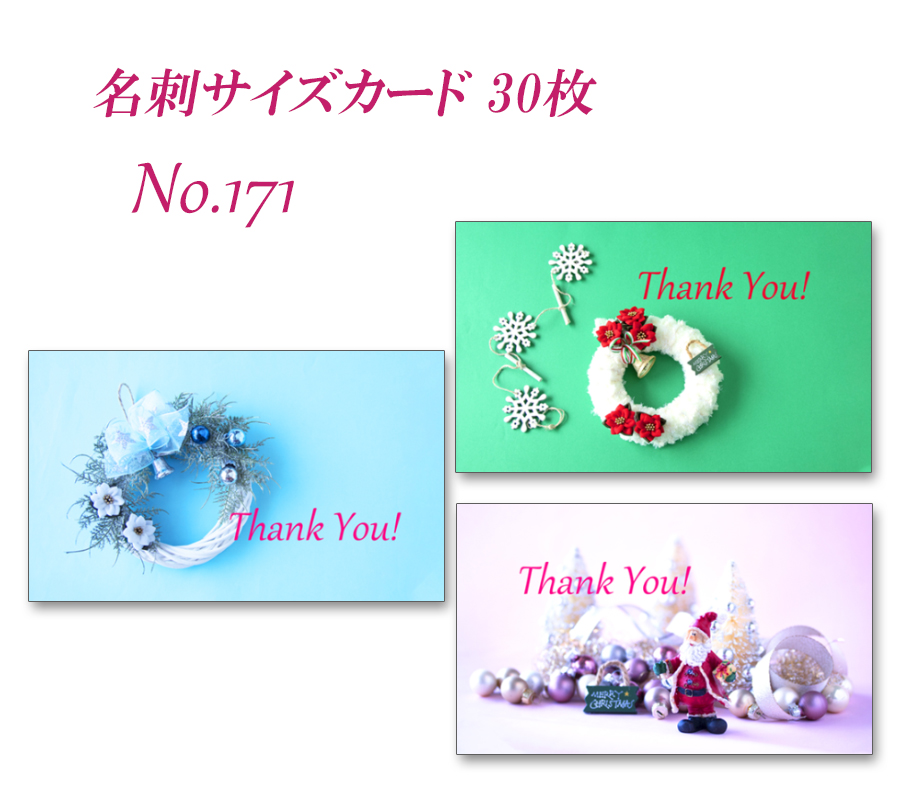 No 171 クリスマスのカード 名刺サイズサンキューカード 30枚 Iichi ハンドメイド クラフト作品 手仕事品の通販