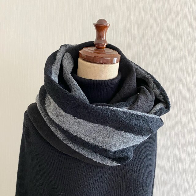 ニット×フリース 異素材バイカラーのスヌード☆彡 男女兼用 フリーサイズ | iichi ハンドメイド・クラフト作品・手仕事品の通販