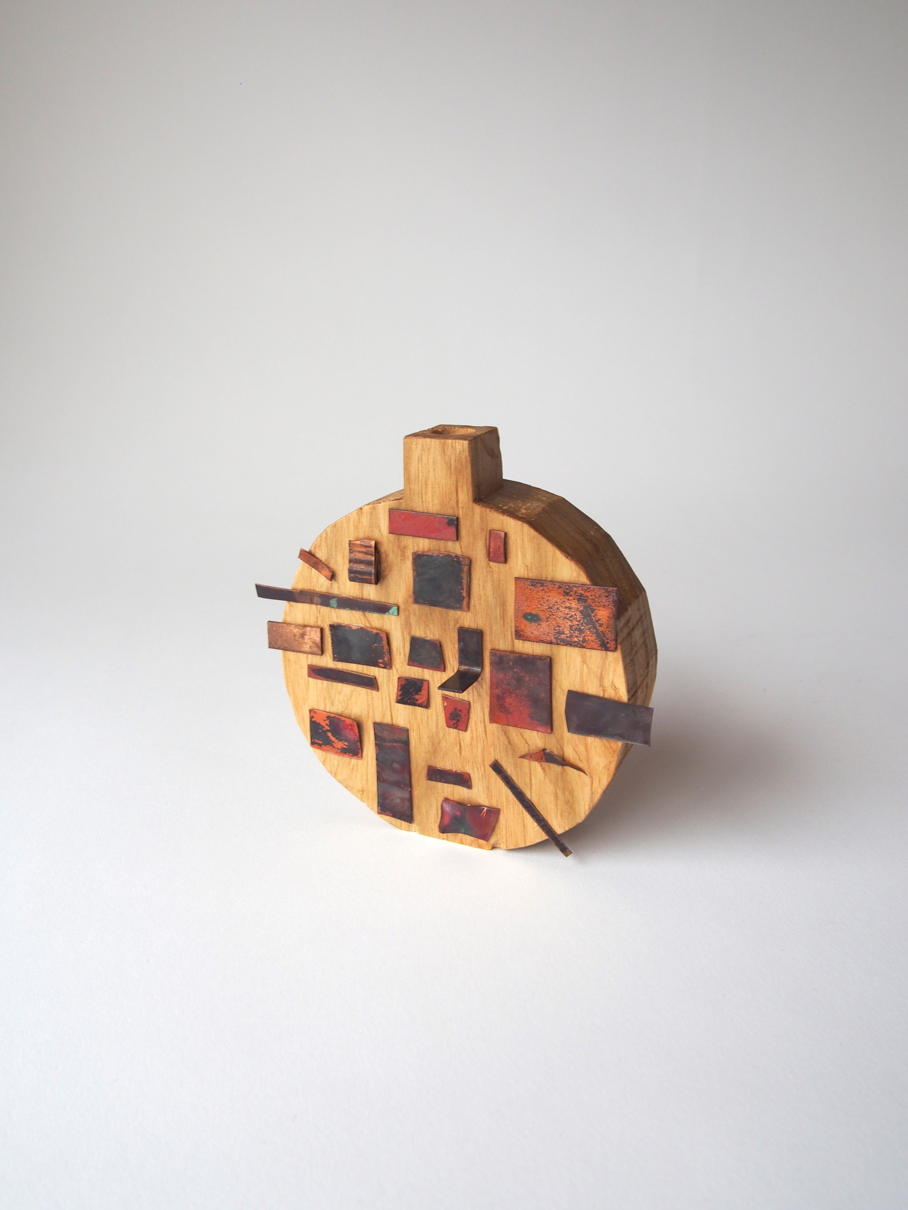 ウォールデコ 木と金属のオブジェ 一輪挿し Iichi ハンドメイド クラフト作品 手仕事品の通販