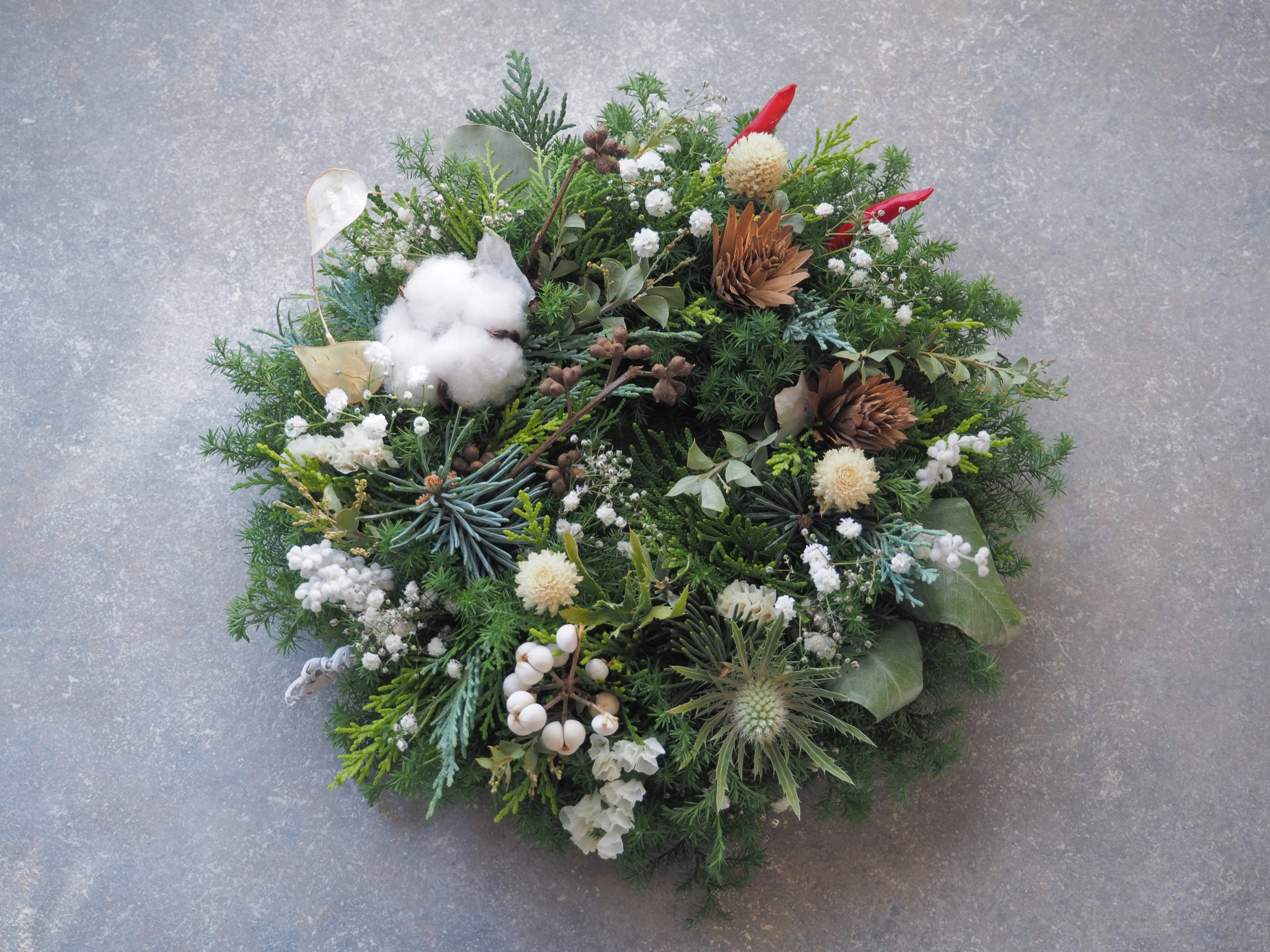 瀬戸内の森のクリスマスリース 白 Iichi ハンドメイド クラフト作品 手仕事品の通販