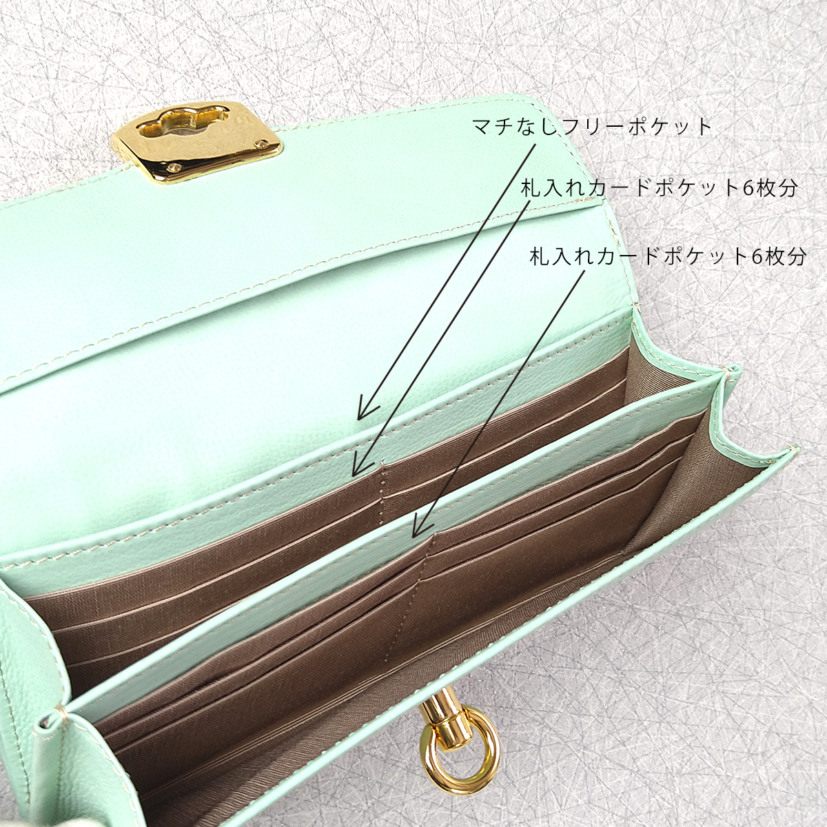 送無 一点物 革の長財布 容量たっぷり 使いやすいから人気の形 アイスブルー Iichi ハンドメイド クラフト作品 手仕事品の通販