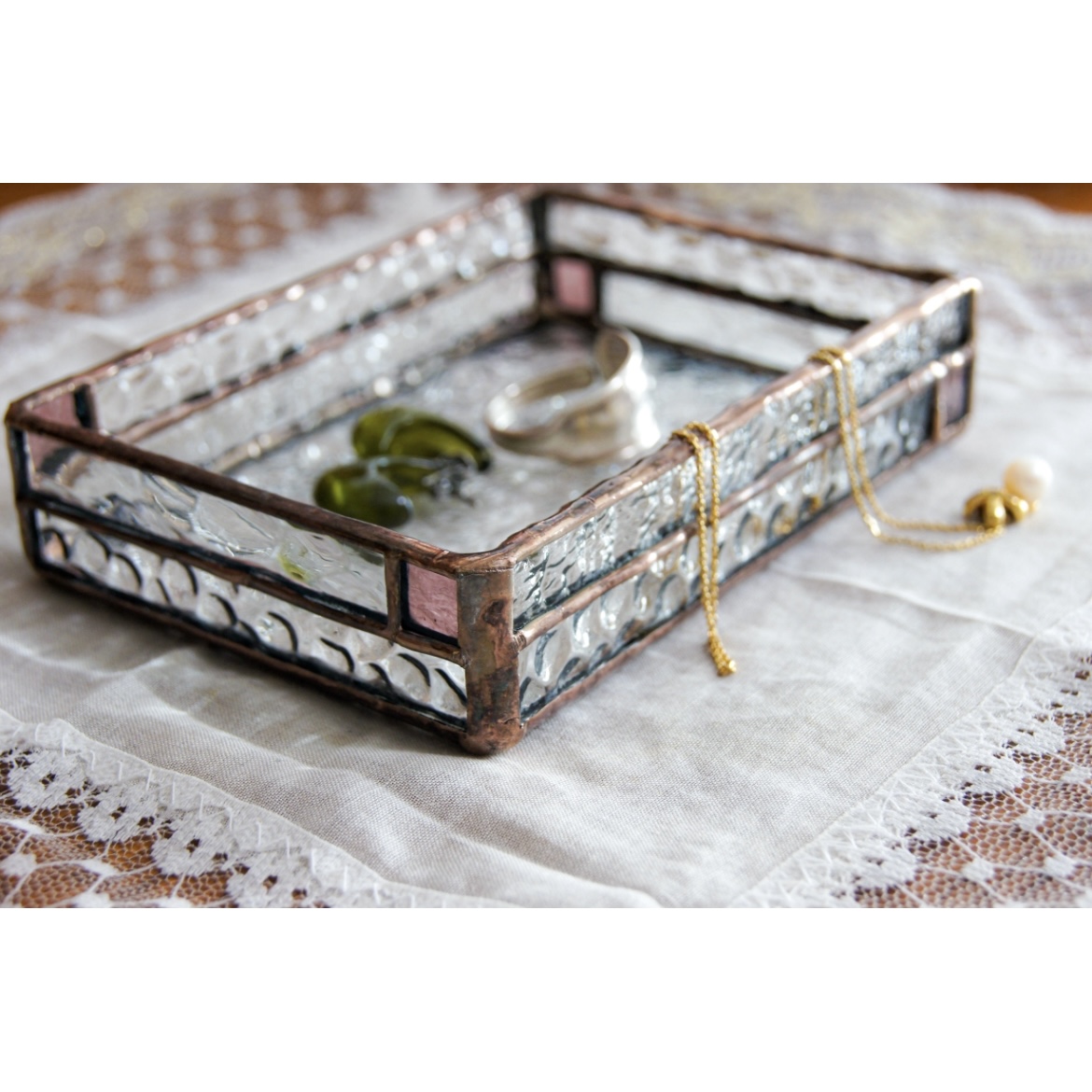 アンティーク風 アクセサリートレイ ステンドグラス Iichi ハンドメイド クラフト作品 手仕事品の通販