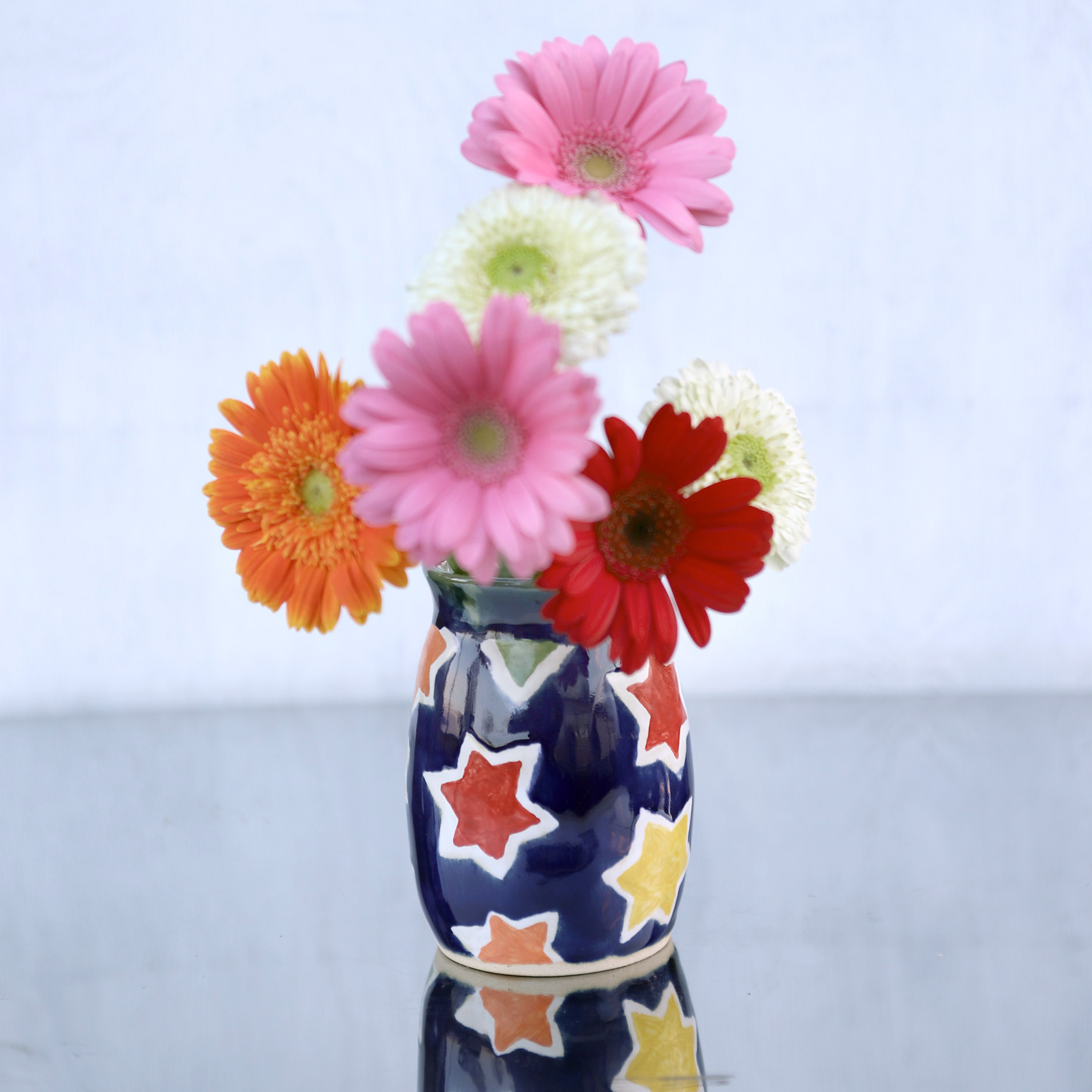 もみじ模様の花器 コバルトブルー Iichi ハンドメイド クラフト作品 手仕事品の通販