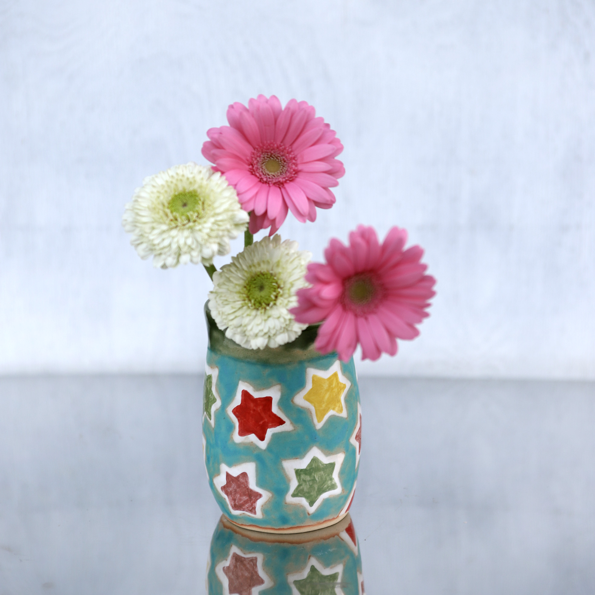 もみじ模様の花器 ターコイズブルー Iichi ハンドメイド クラフト作品 手仕事品の通販