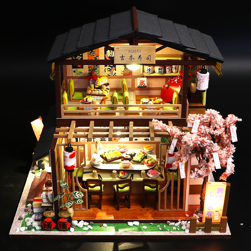 ミニチュアハウス完成品 桜咲く寿司屋さん - おもちゃ