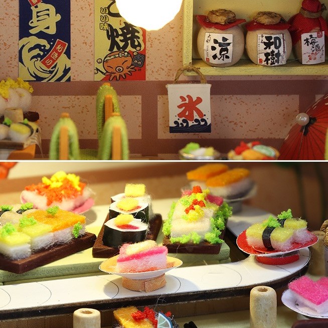行きつけのお寿司屋さん」ミニチュア ドールハウス ☆完成品☆ | iichi ハンドメイド・クラフト作品・手仕事品の通販