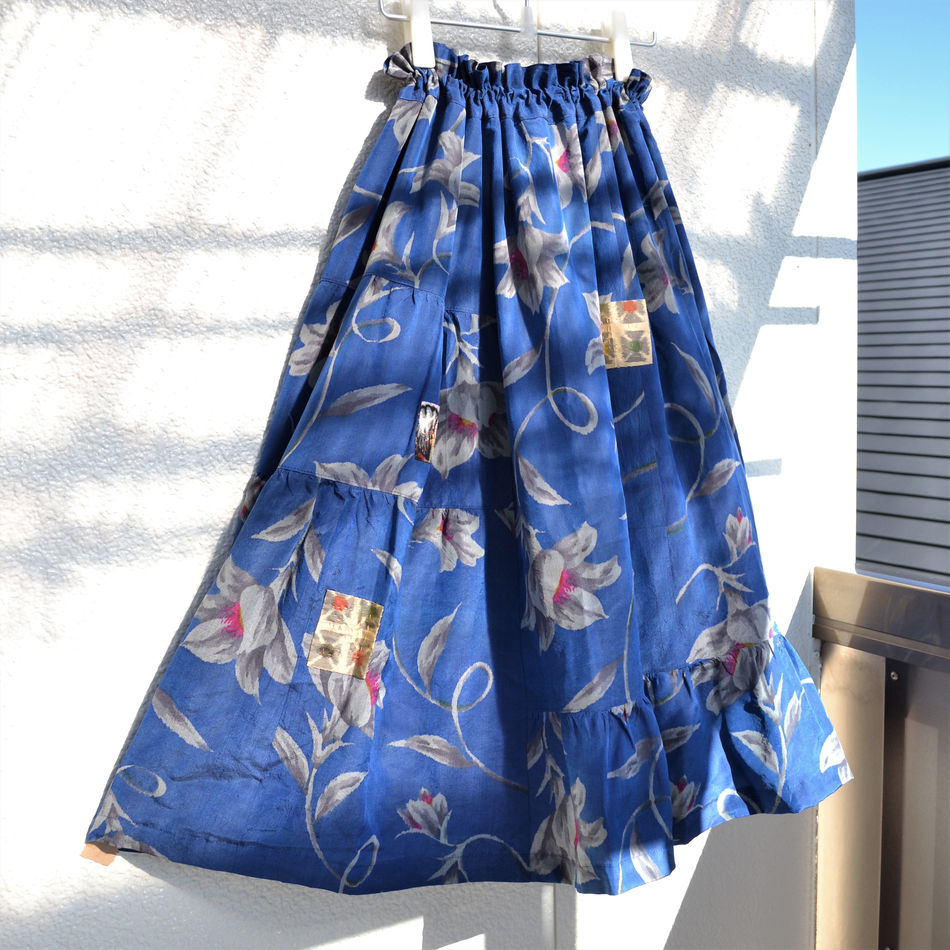 送料無料（北海道・沖縄県除く！） ギャザースカート 着物古布リメイク