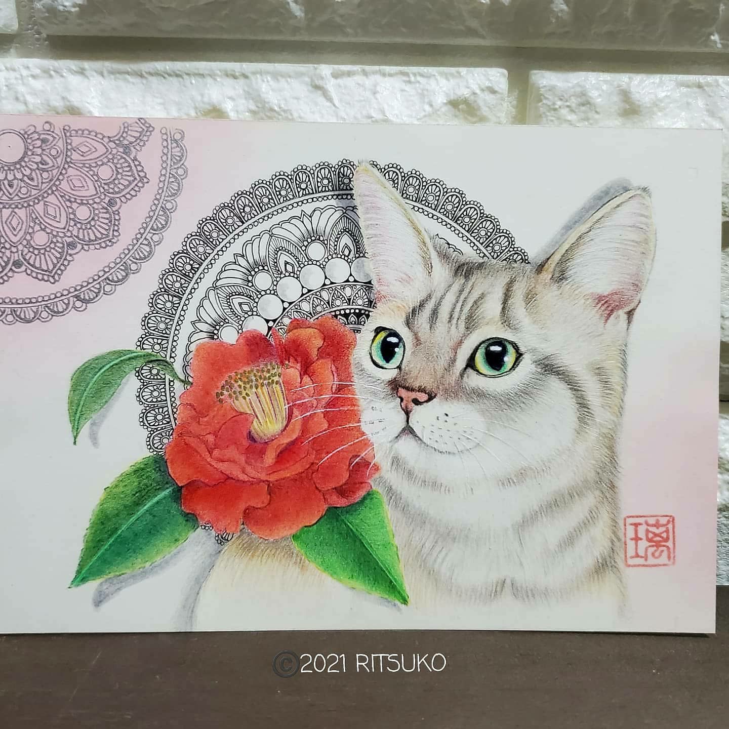 年中無休】 ふんわり子猫のまなざし(鉛筆画)(A4サイズ)(額無し