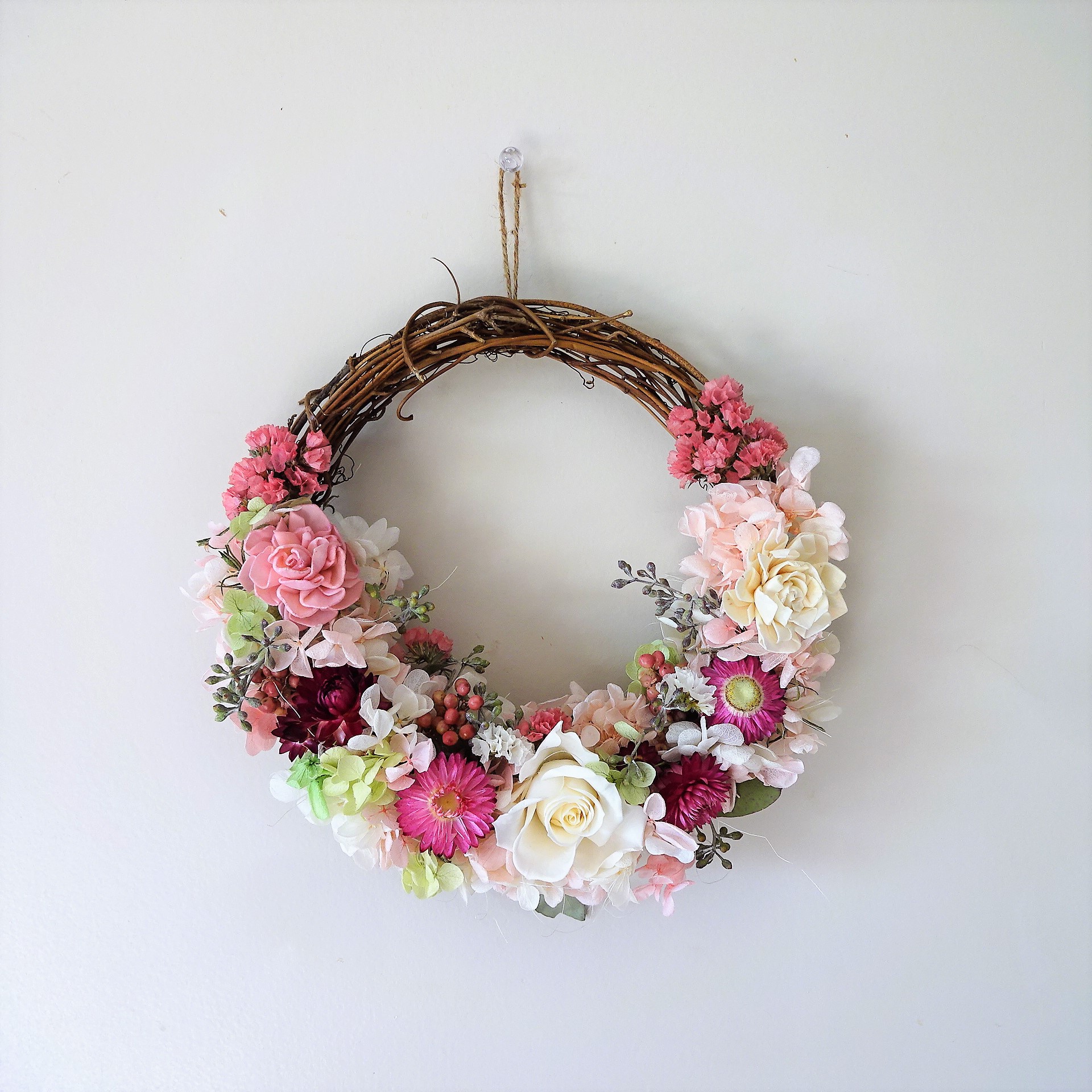 プリザフラワーリース 薔薇 ダリア Iichi ハンドメイド クラフト作品 手仕事品の通販