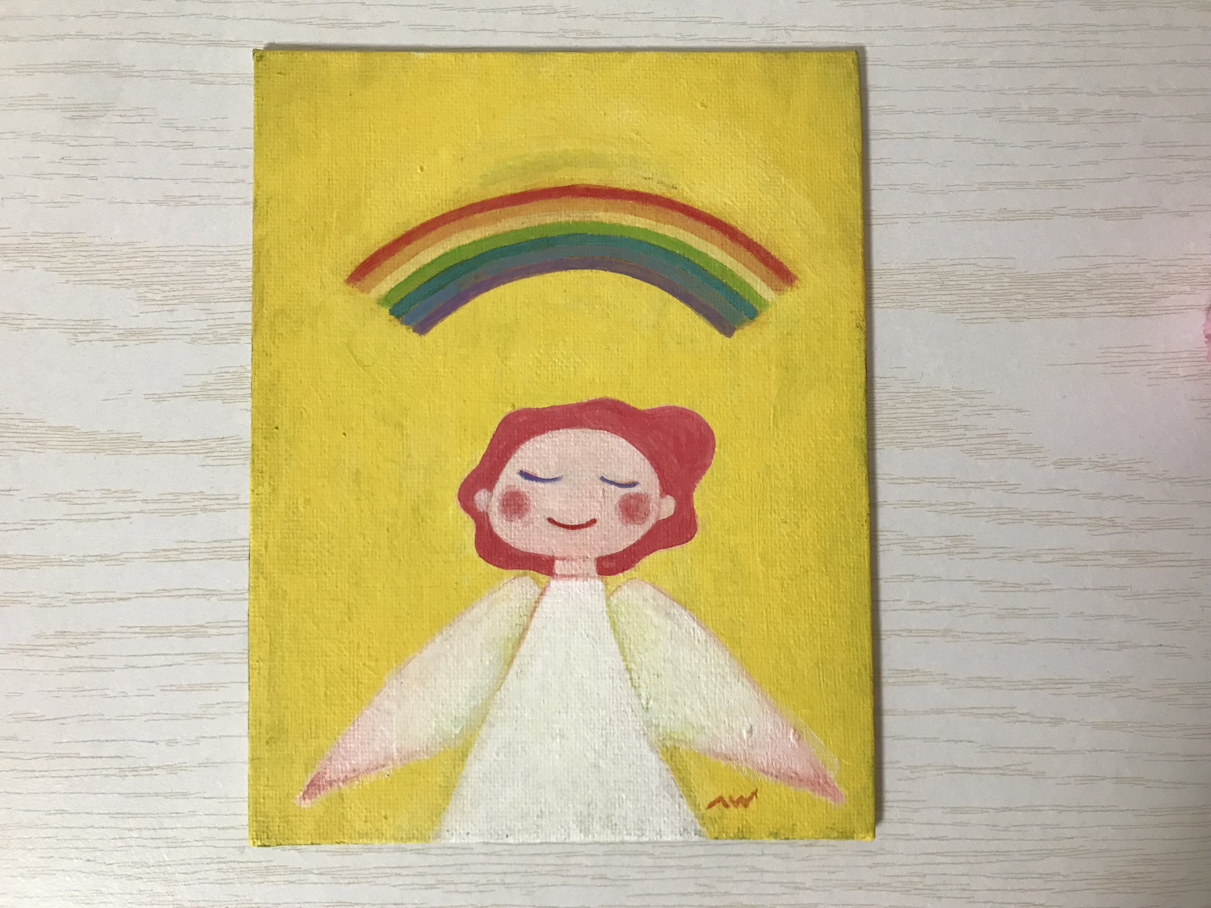 虹 幸せの絵画 天使のイラスト Iichi ハンドメイド クラフト作品 手仕事品の通販