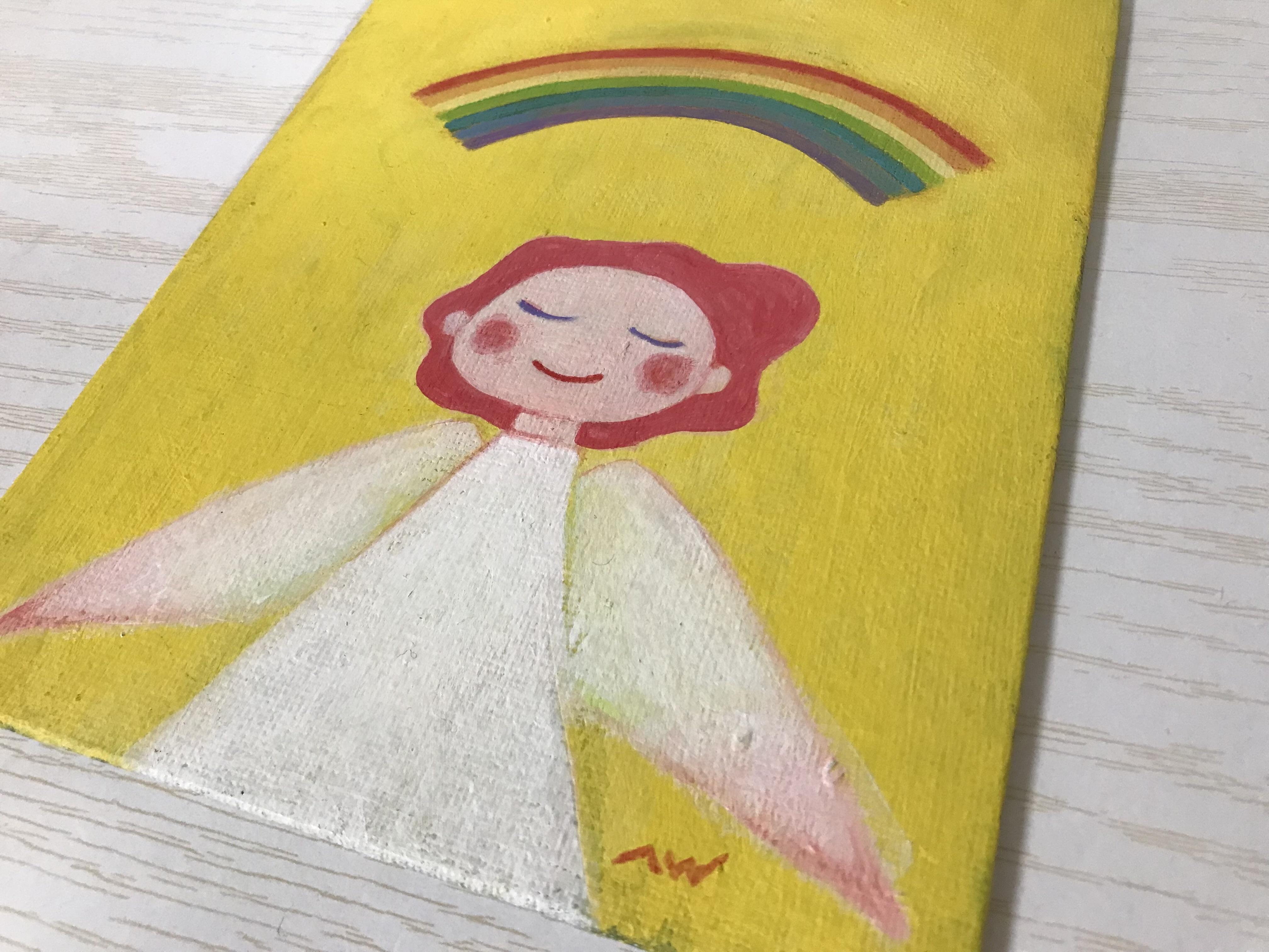 虹 幸せの絵画 天使のイラスト Iichi ハンドメイド クラフト作品 手仕事品の通販