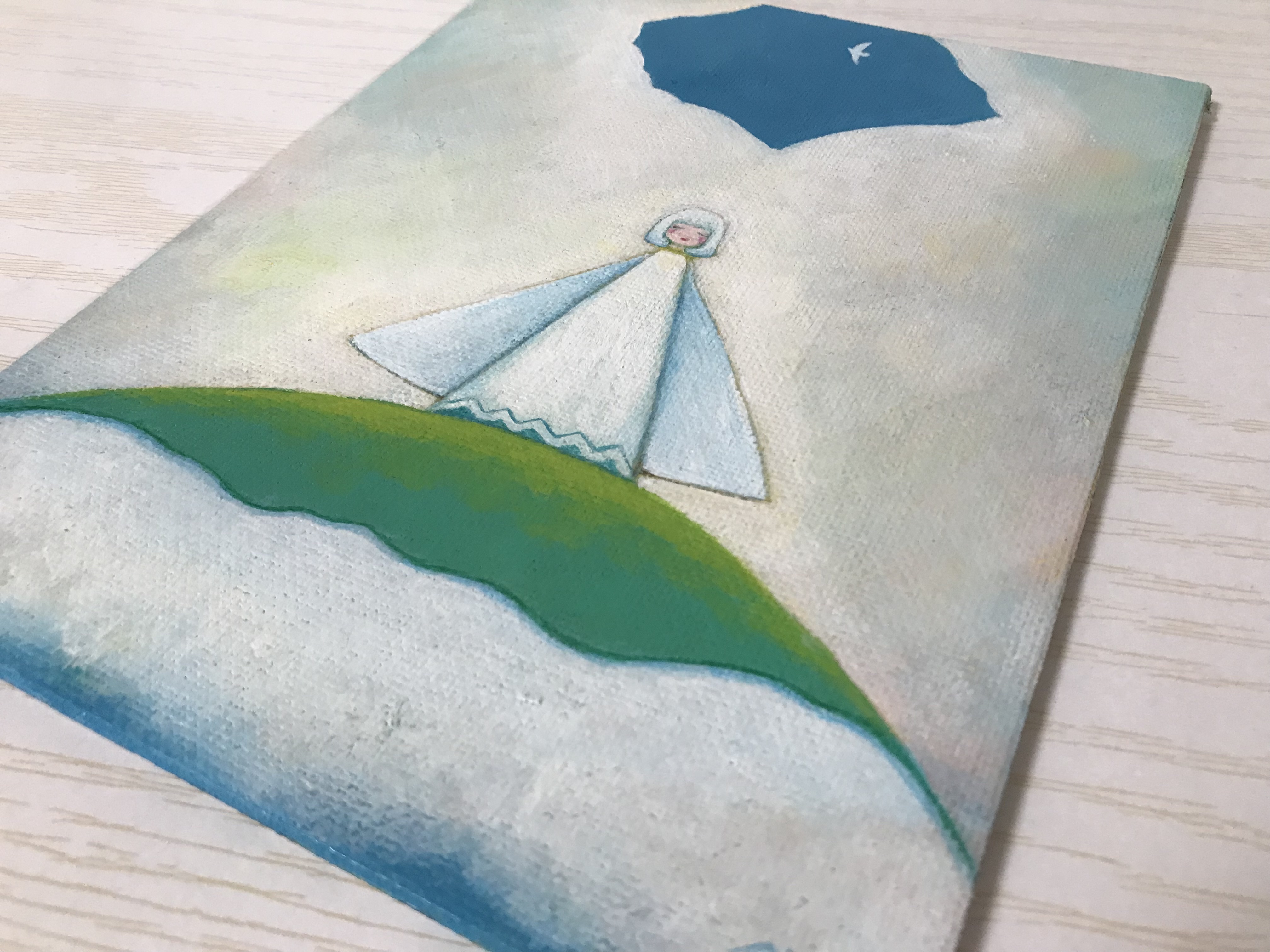 空からの声 幸せの絵画 天使のイラスト Iichi ハンドメイド クラフト作品 手仕事品の通販