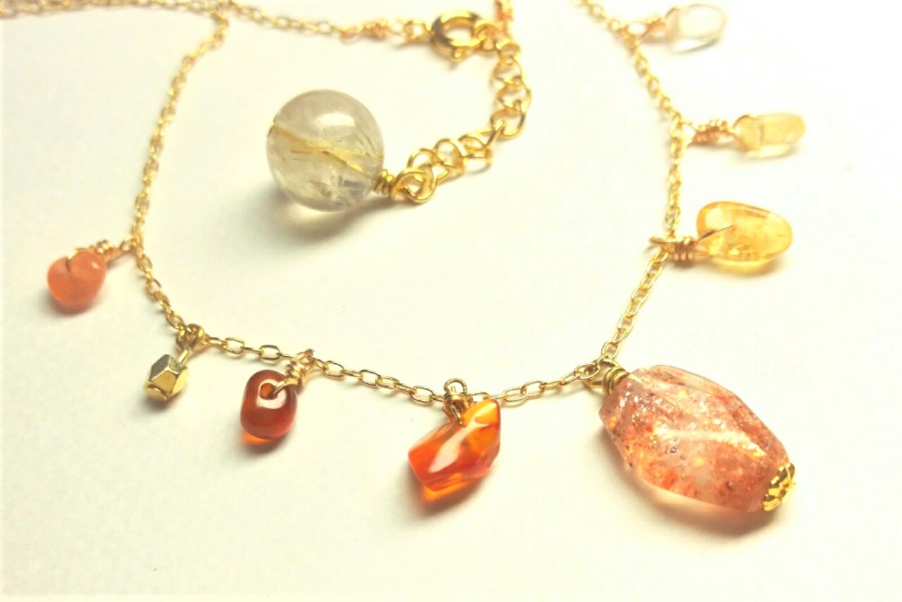 アマテラス 太陽の石ネックレス 大粒サンストーン Iichi ハンドメイド クラフト作品 手仕事品の通販