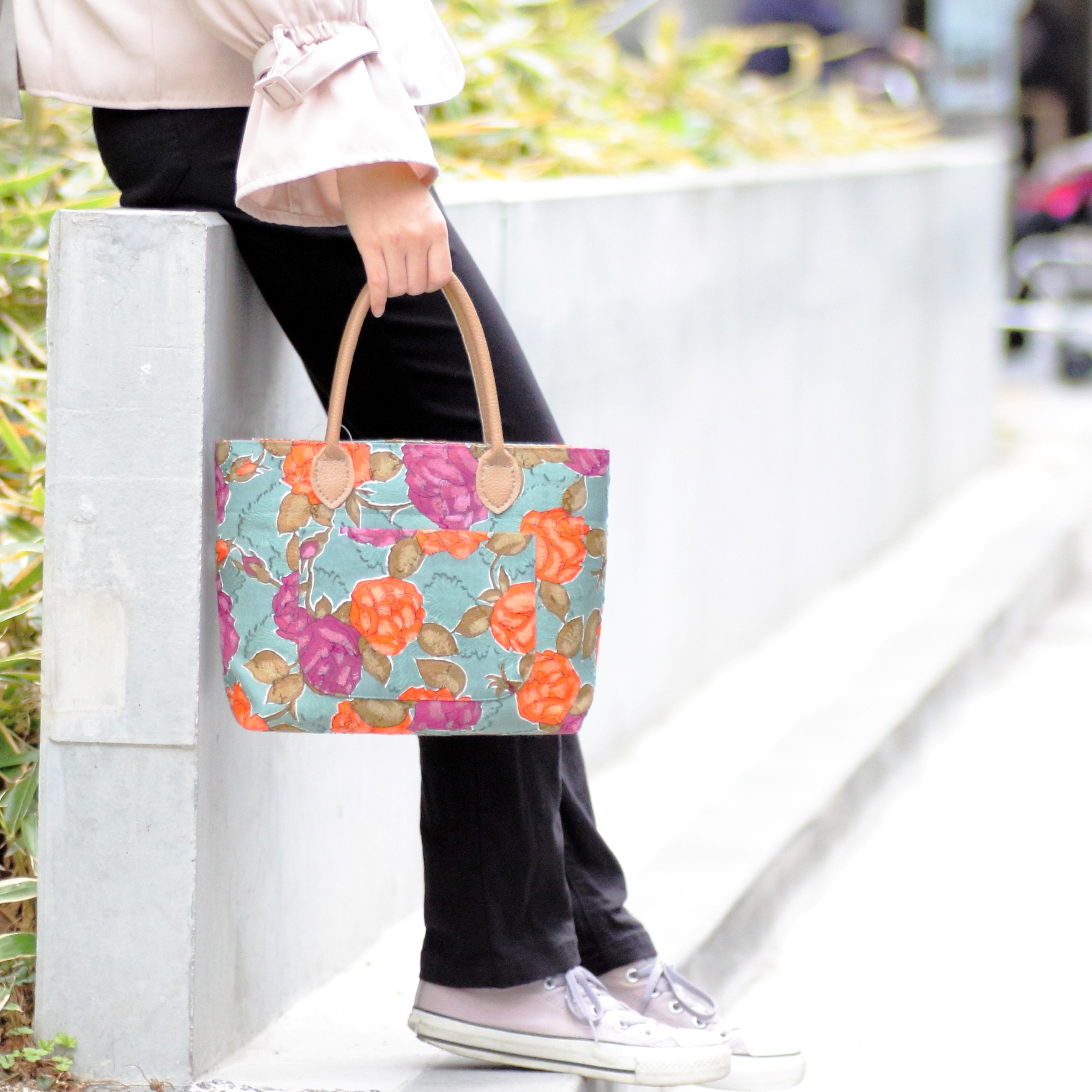 ミントグリーンで上品な 花柄でエレガンスなハンドバック Iichi ハンドメイド クラフト作品 手仕事品の通販