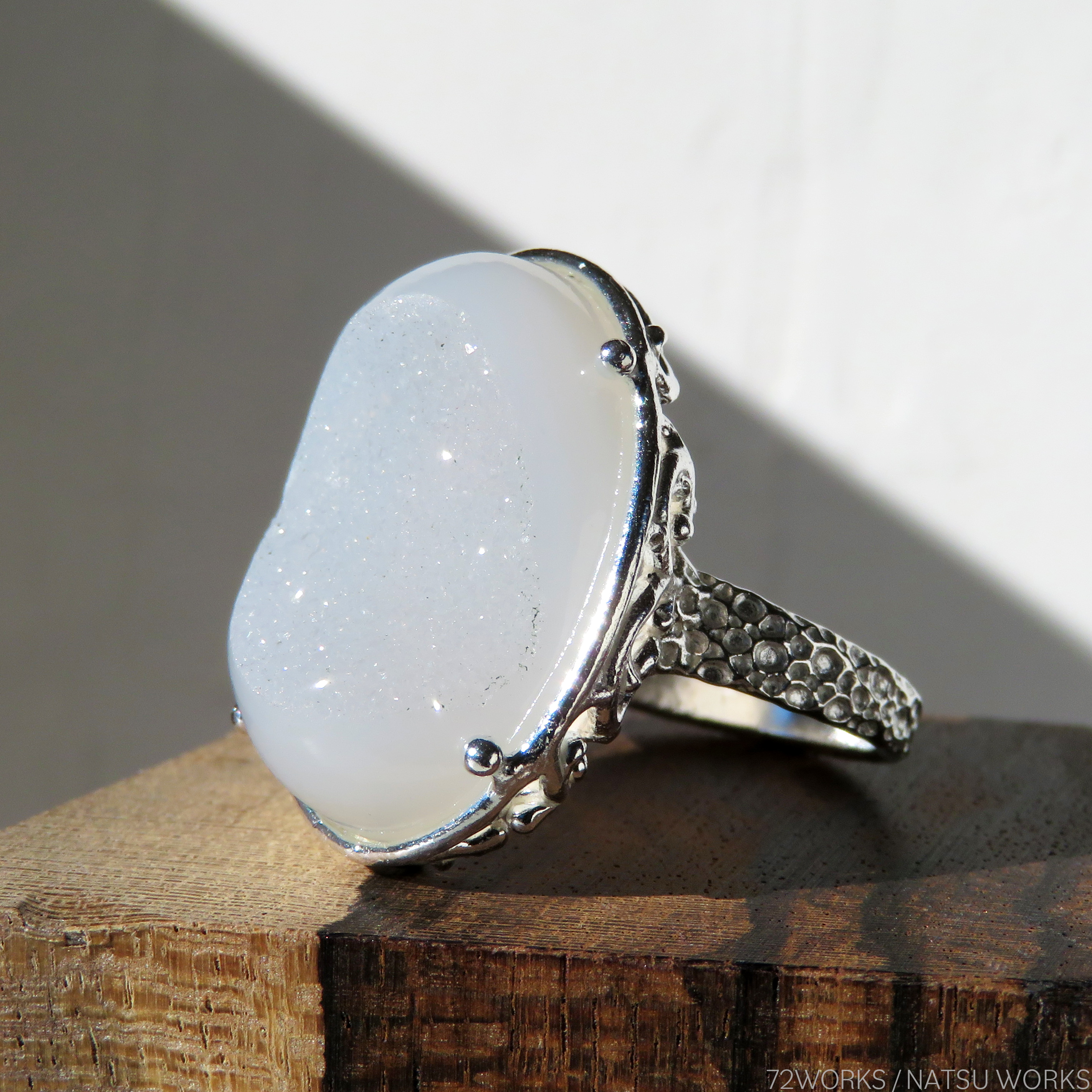 ドゥルージーカルセドニー リング Window Druzy Chalcedony Ring Iichi ハンドメイド クラフト作品 手仕事品の通販