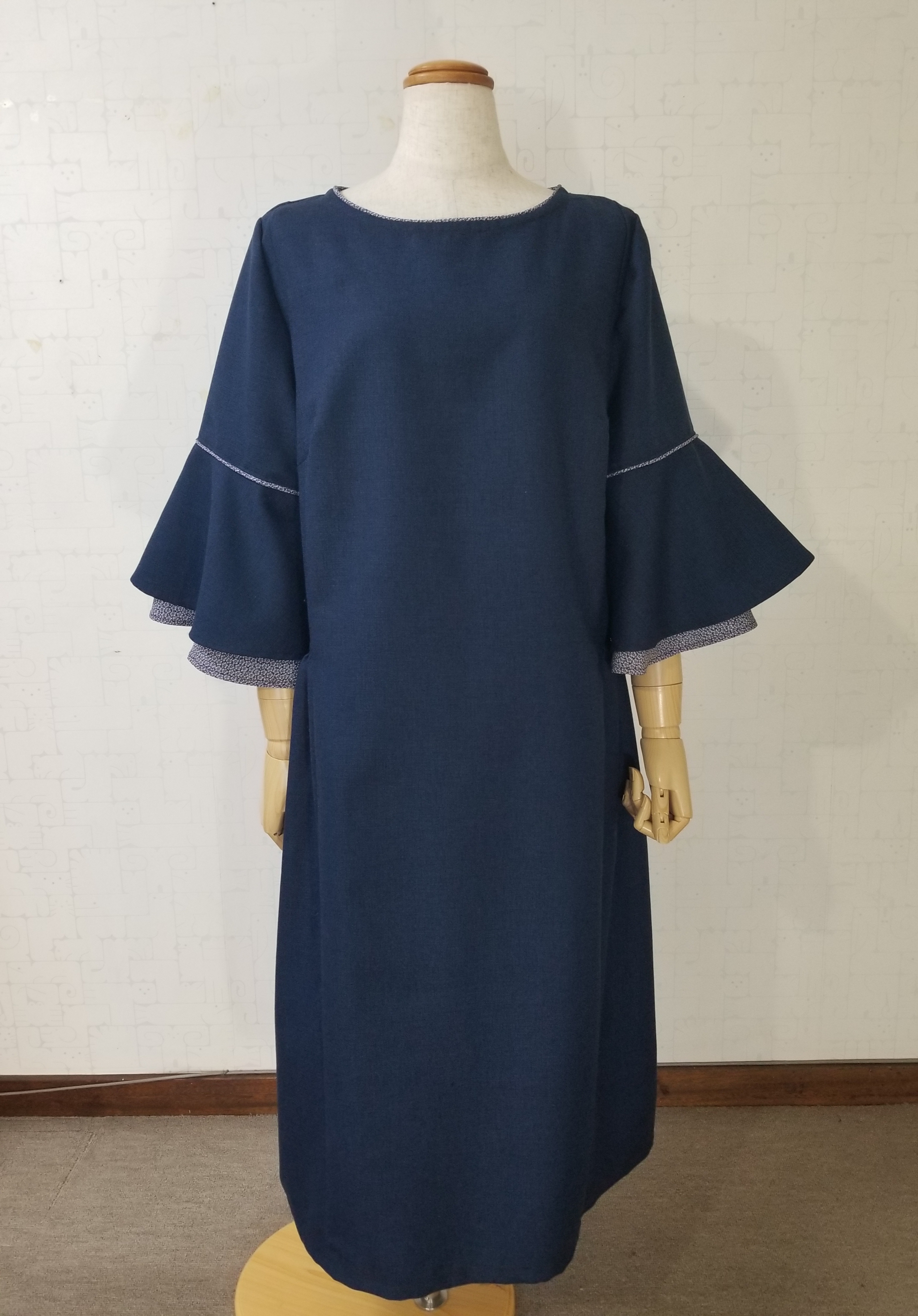 着物リメイク フレアー袖ワンピース Iichi ハンドメイド クラフト作品 手仕事品の通販