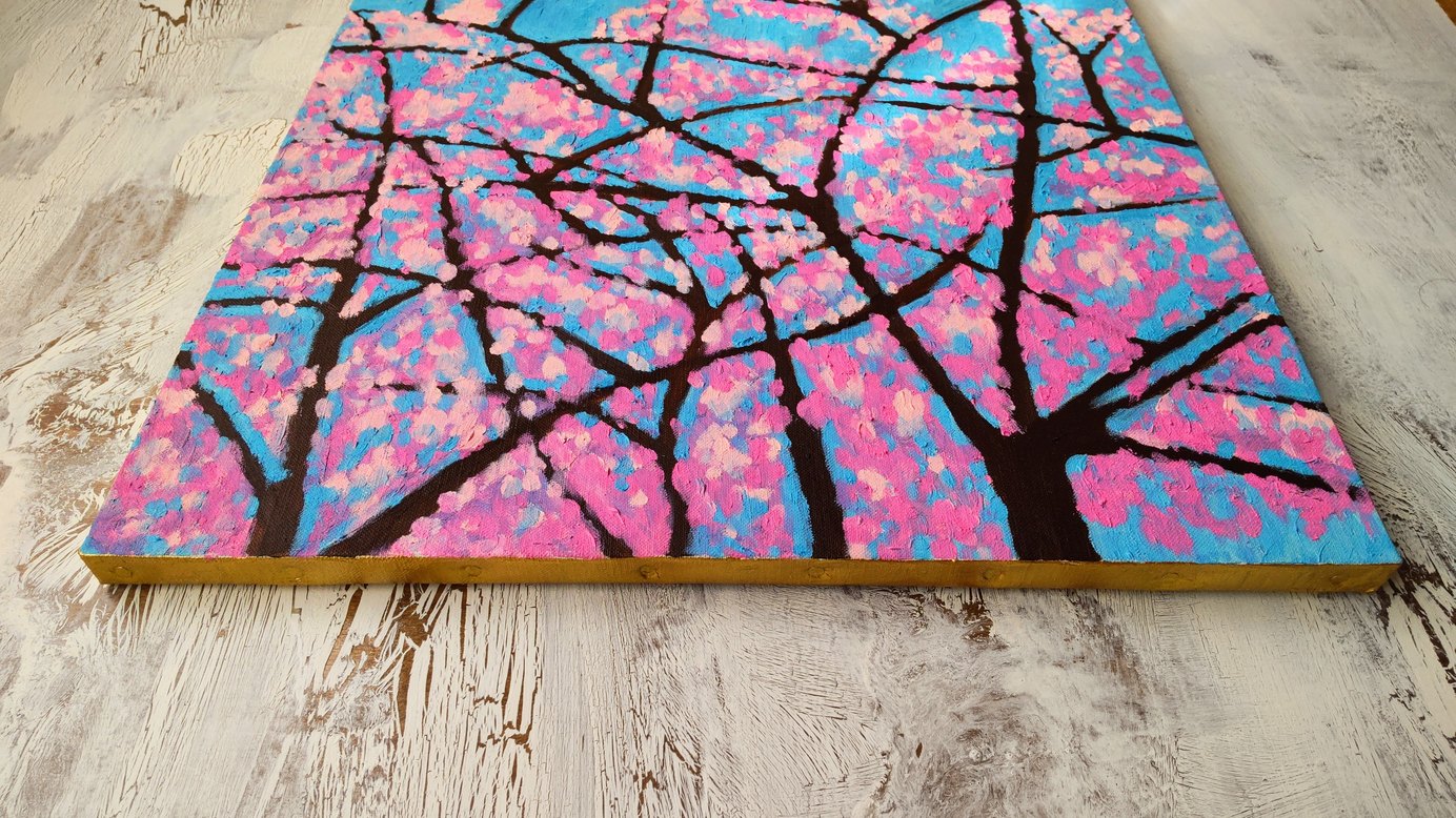 絵画「桜」S8・油彩・原画・裏紐付き | iichi ハンドメイド・クラフト 