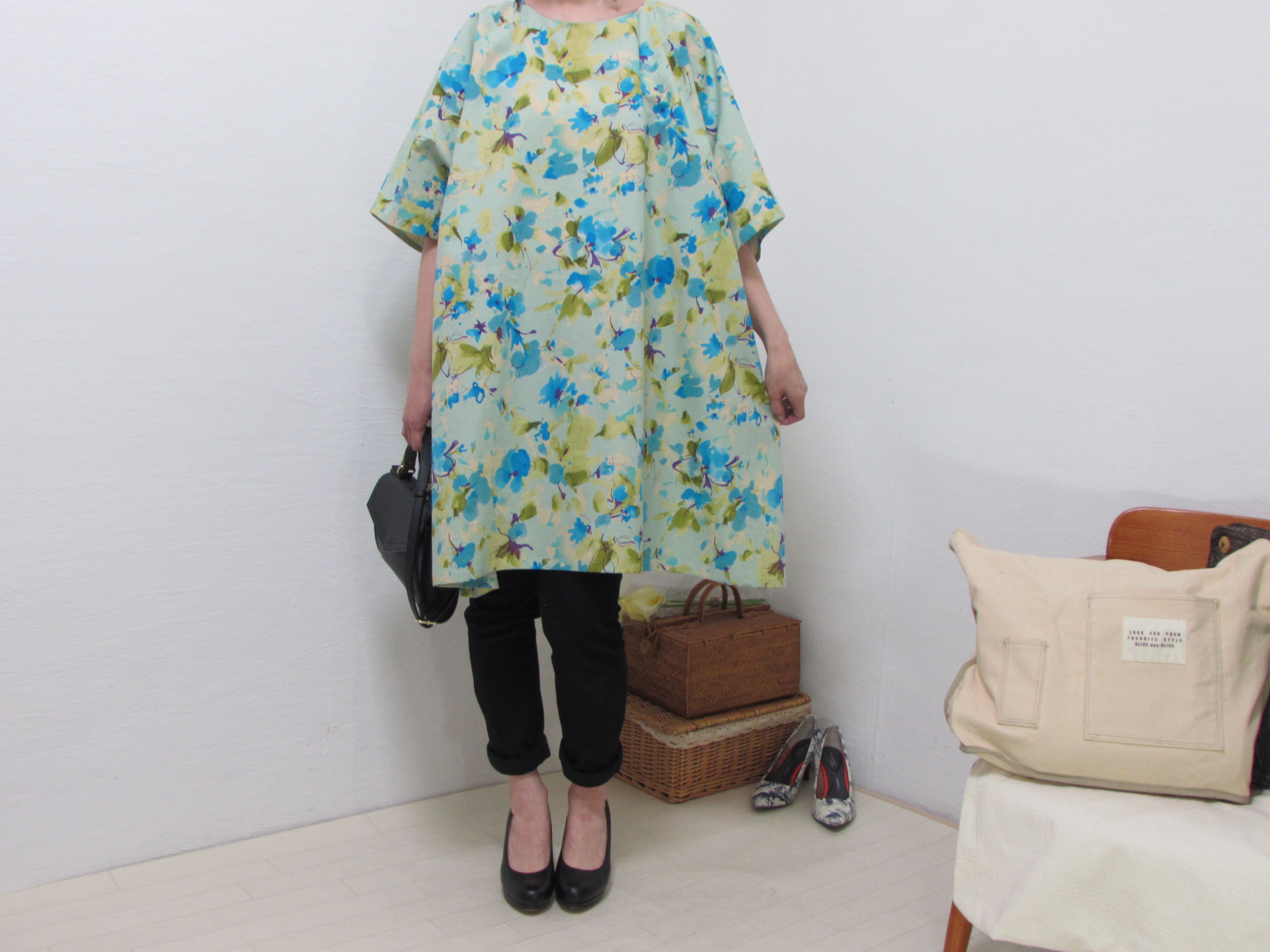 273 ゆったりリネンのミントグリーン花柄aラインワンピース Iichi ハンドメイド クラフト作品 手仕事品の通販 273 ゆったりリネンのミントグリーン花柄aラインワンピース Iichi ハンドメイド クラフト作品 手仕事品の通販