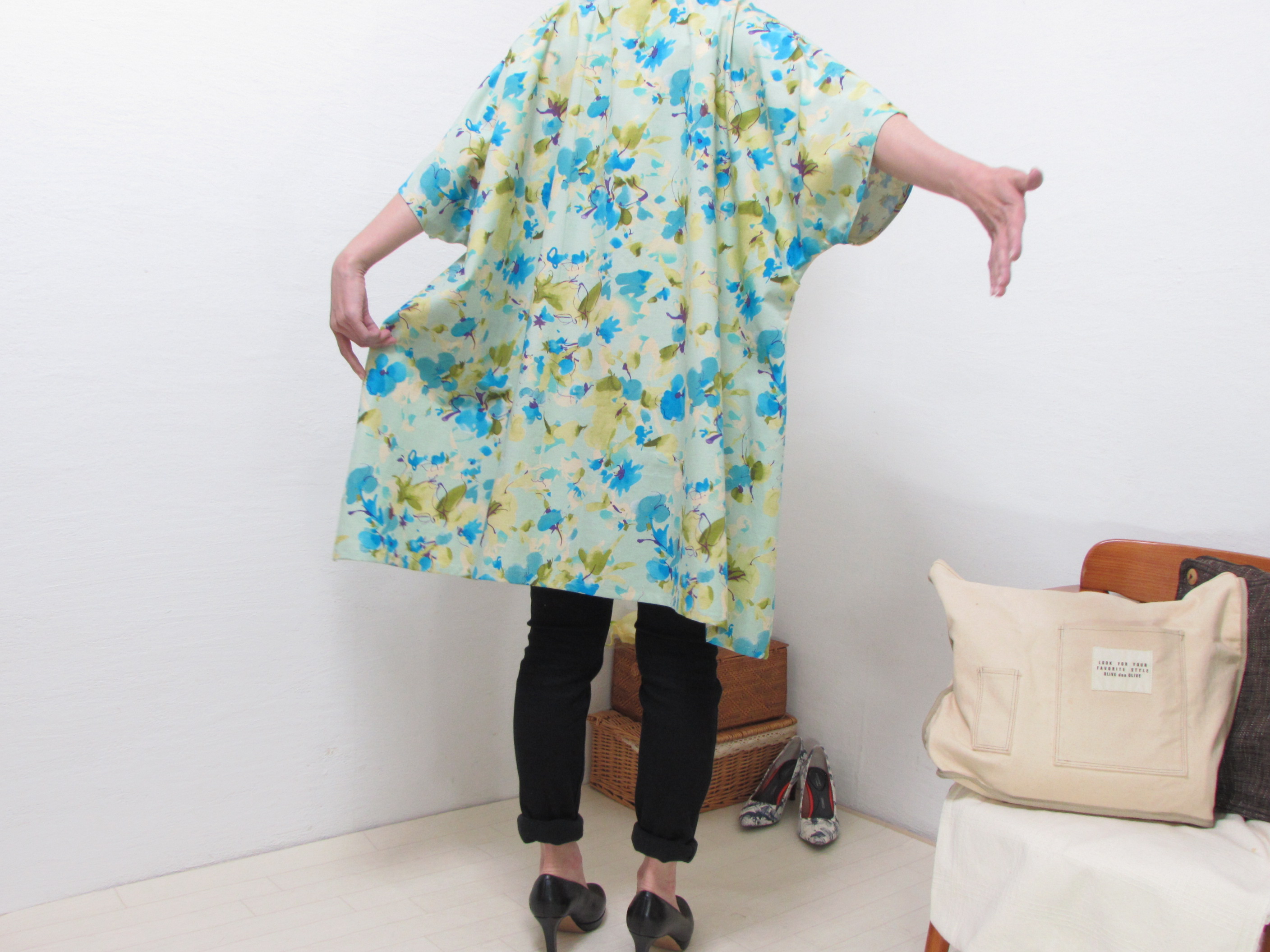 273 ゆったりリネンのミントグリーン花柄aラインワンピース Iichi ハンドメイド クラフト作品 手仕事品の通販 273 ゆったりリネンのミントグリーン花柄aラインワンピース Iichi ハンドメイド クラフト作品 手仕事品の通販