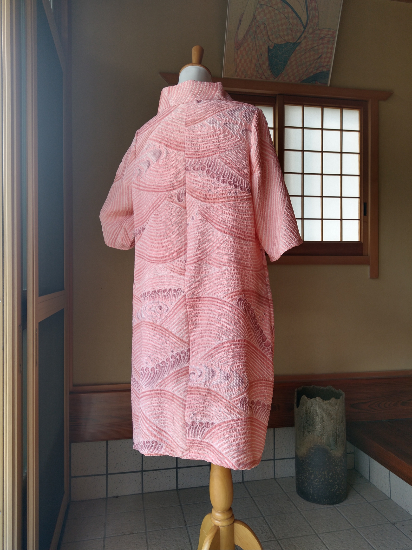 着物リメイク 正絹 絽 チュニック - 女性和服、着物