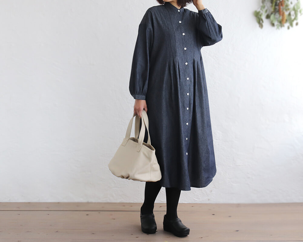 コットンデニム 2way タックワンピース Op14 Iichi ハンドメイド クラフト作品 手仕事品の通販