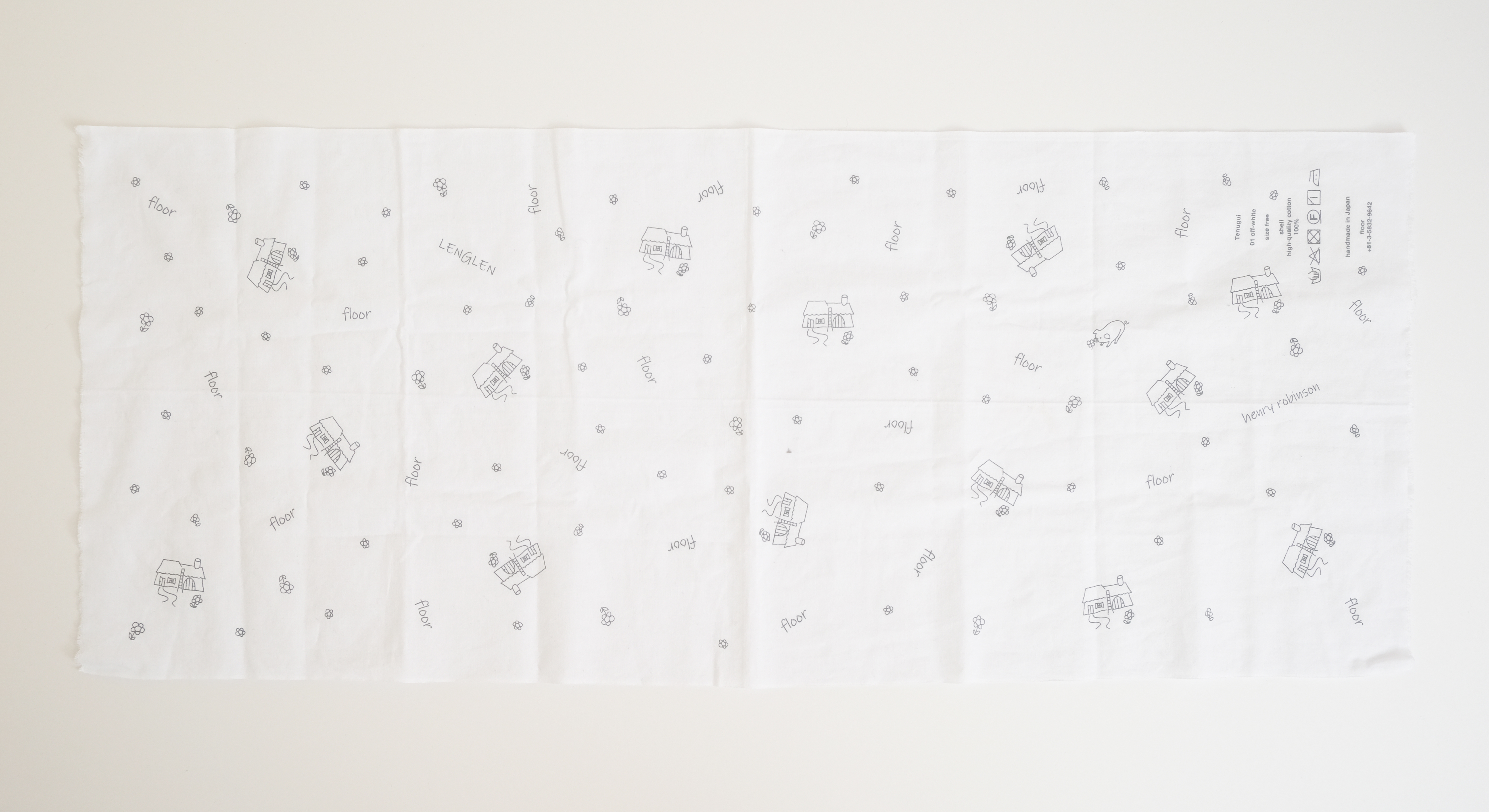 手ぬぐい 子ブタとクローバーと小花と家 Iichi ハンドメイド クラフト作品 手仕事品の通販