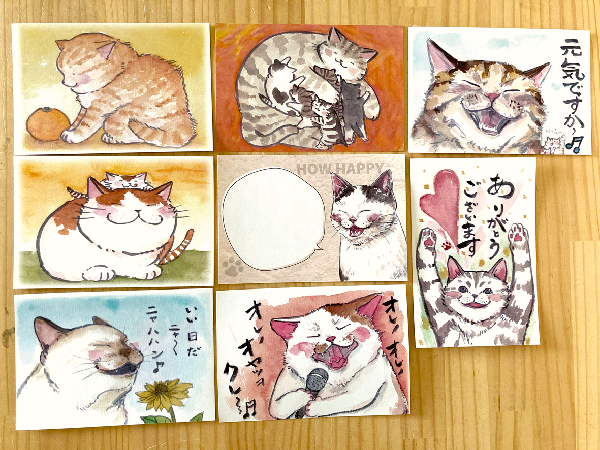 猫のポストカード メッセージ猫 お得８枚セット Iichi ハンドメイド クラフト作品 手仕事品の通販