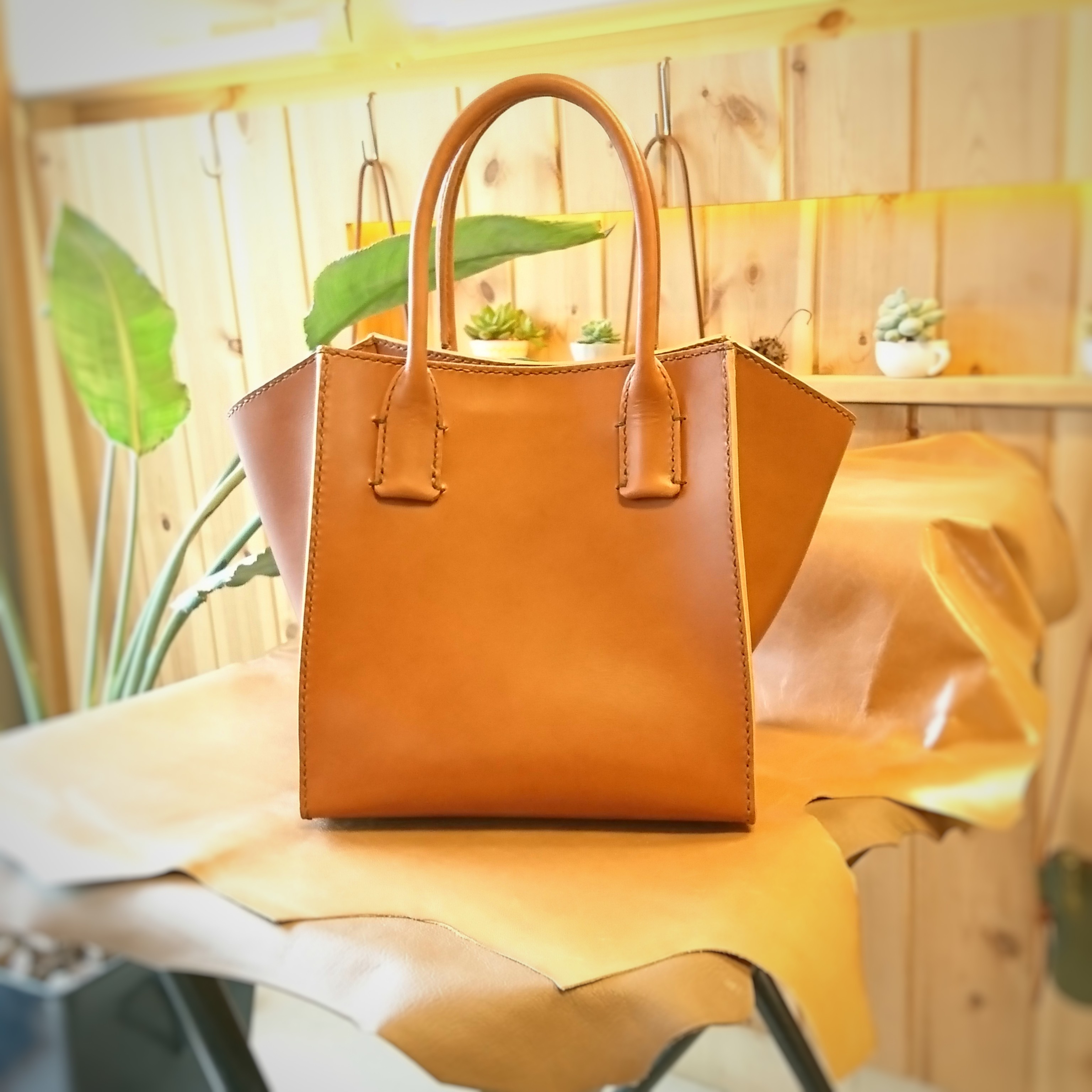 Box型のトートバッグ 全8色 Iichi ハンドメイド クラフト作品 手仕事品の通販