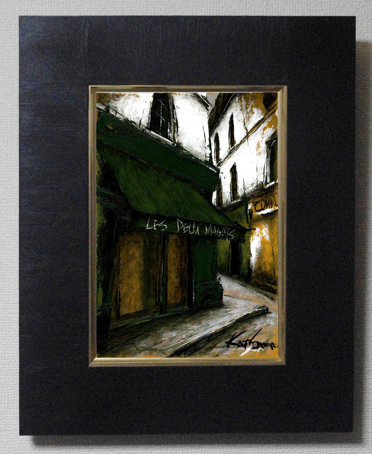 パリ 風景画 絵画 フランス 油絵 油彩画 中野克彦 「路地裏の通り」 額付き