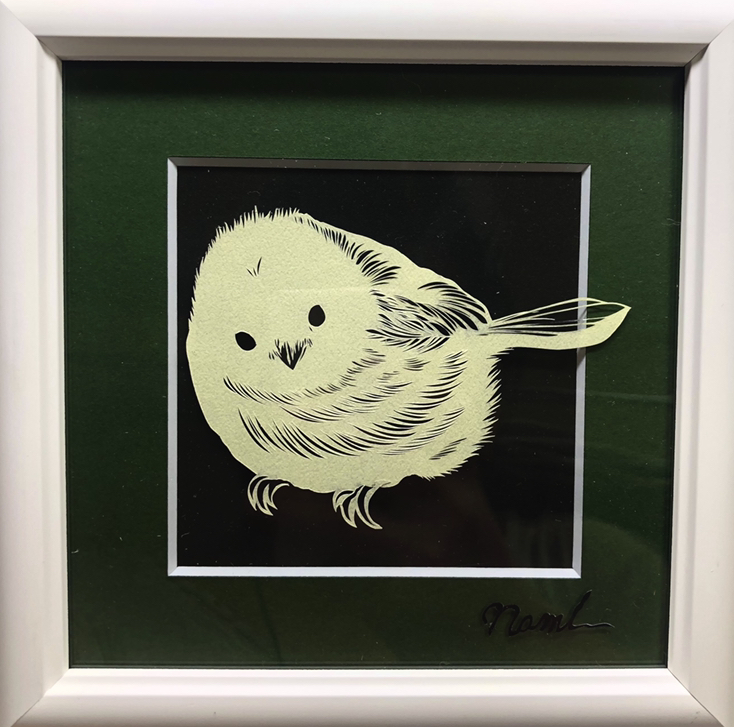 切り絵 浮世絵 美人画 (H:1m55cm / W:70cm)額縁寸法