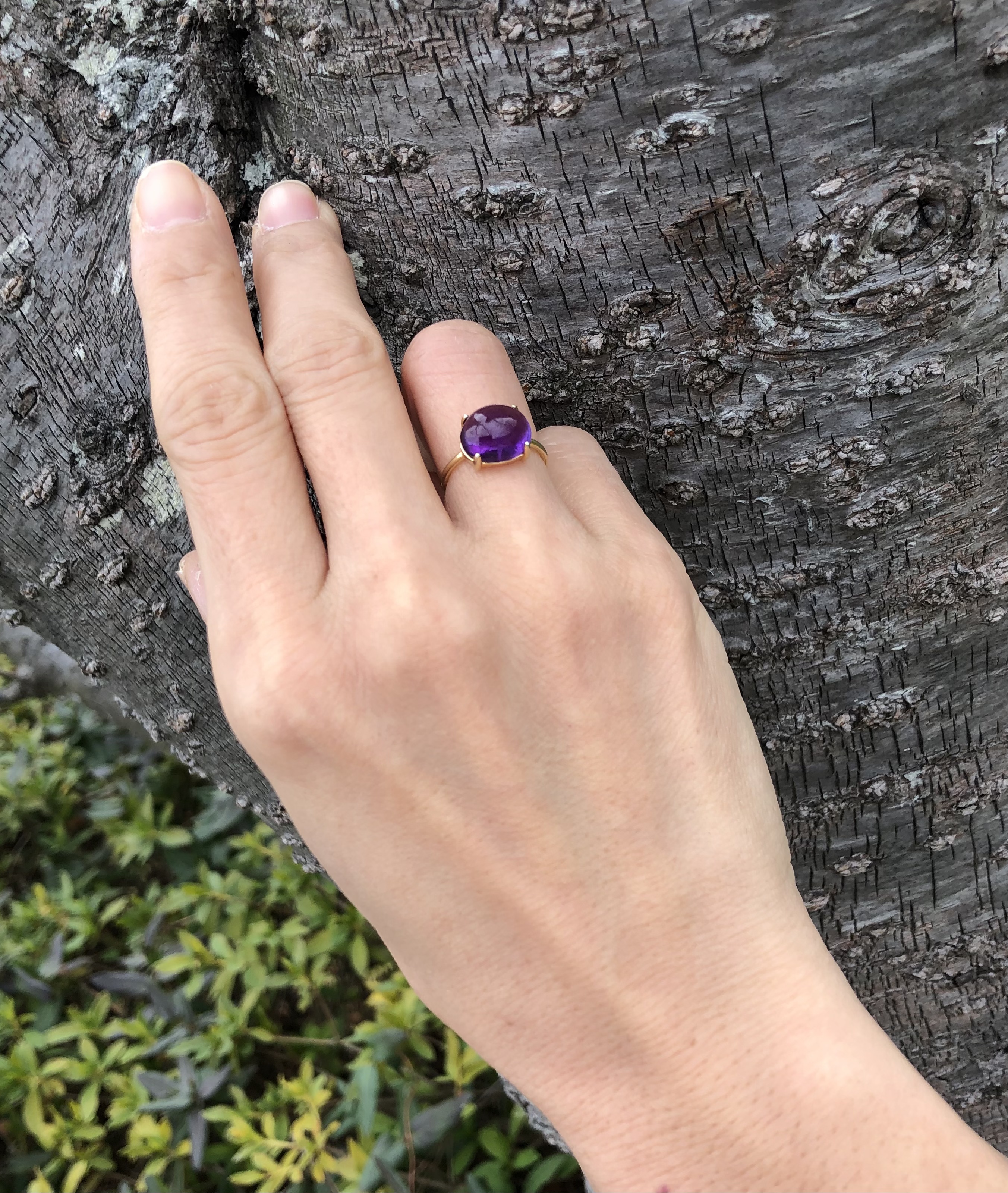 Silver925 18kgp 天然石アメジストのキャンディリング Iichi ハンドメイド クラフト作品 手仕事品の通販