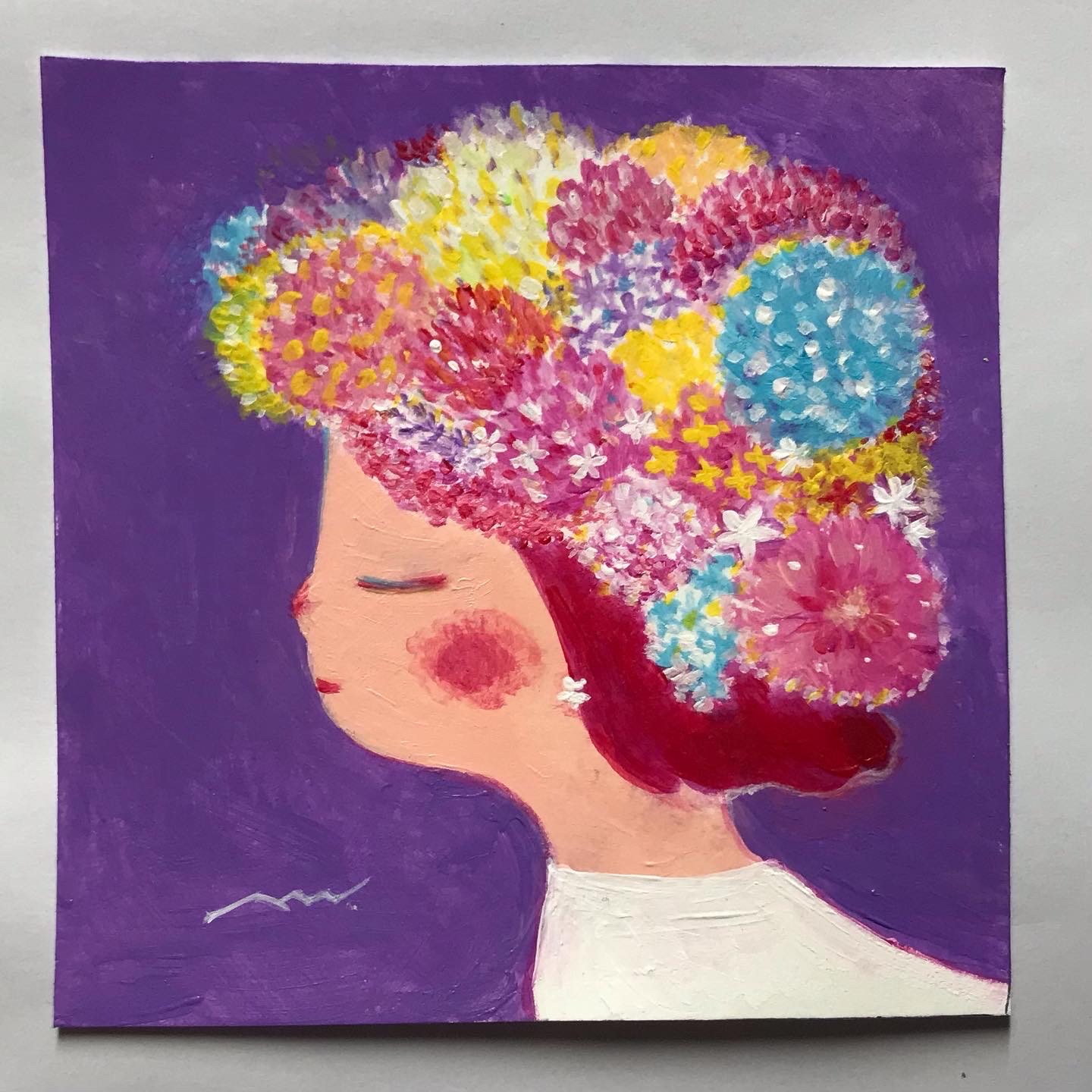 Flowergirl A 花の女の子 女子が元気になる絵 水彩イラスト オリジナル原画 Iichi ハンドメイド クラフト作品 手仕事品の通販