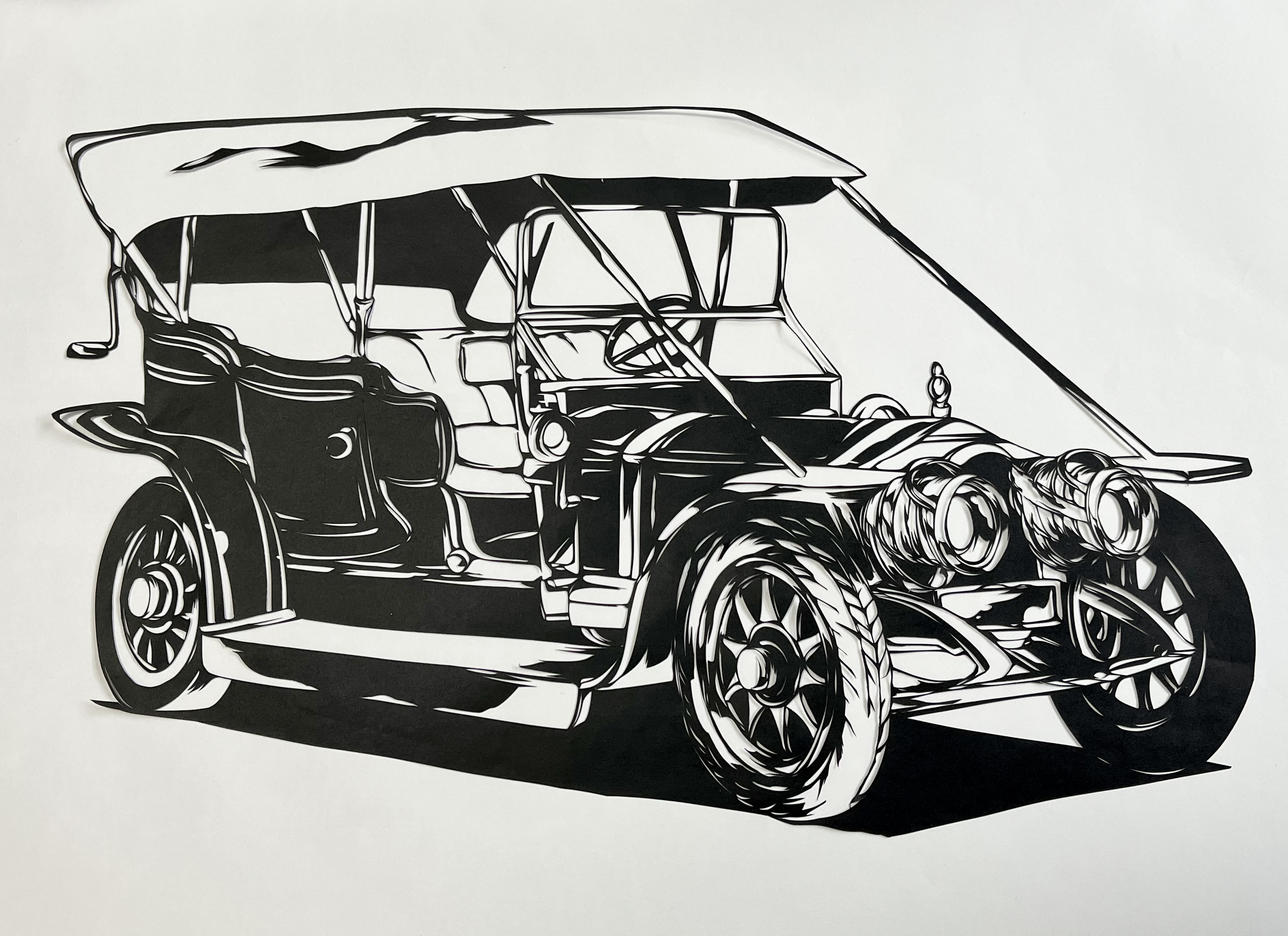 額装済み切り絵作品 車 Iichi ハンドメイド クラフト作品 手仕事品の通販 額装済み切り絵作品 車 Iichi ハンドメイド クラフト作品 手仕事品の通販