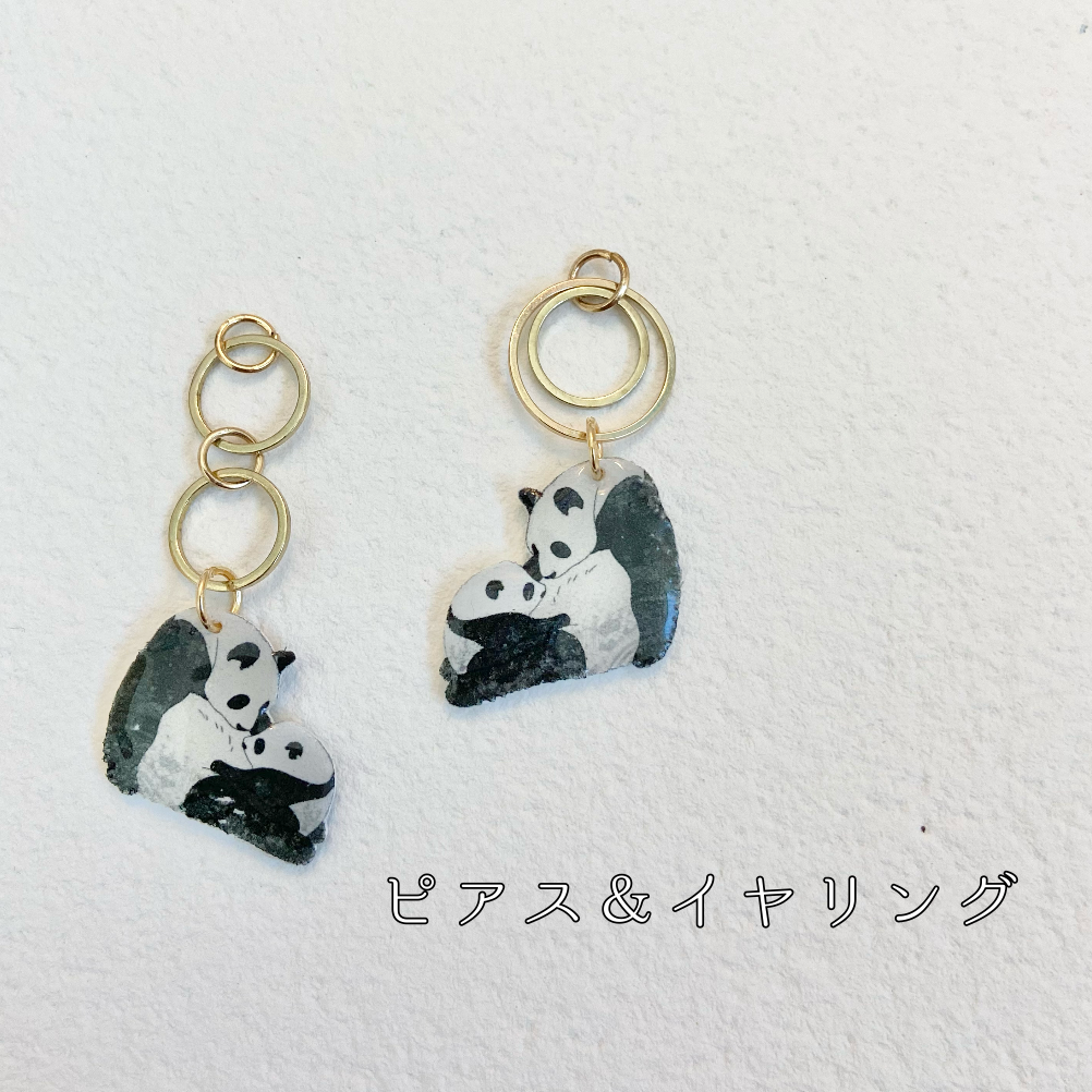 受注生産 寄り添う 親子パンダ イラスト ヘアクリップ バレッタ ブローチ Iichi ハンドメイド クラフト作品 手仕事品の通販