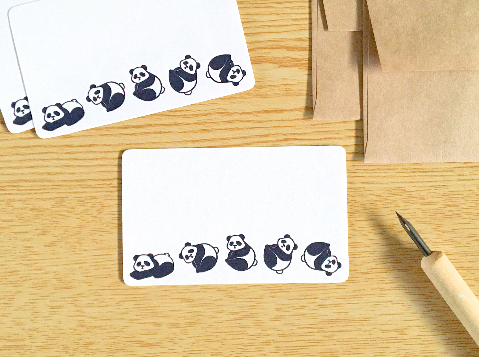 パンダのメッセージカード 10枚入 名刺サイズ シンプル かわいい 動物 アニマル Iichi ハンドメイド クラフト作品 手仕事品の通販
